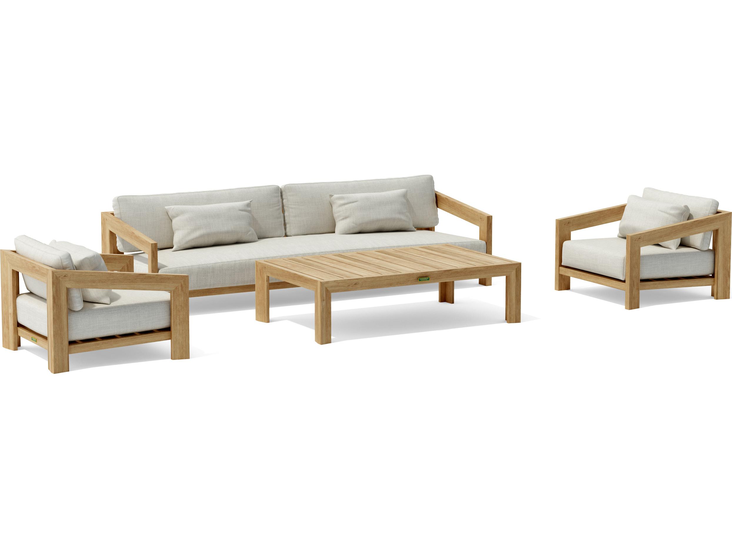 Anderson Teak Smyrna Patio Natural 4 Piece Lounge Set