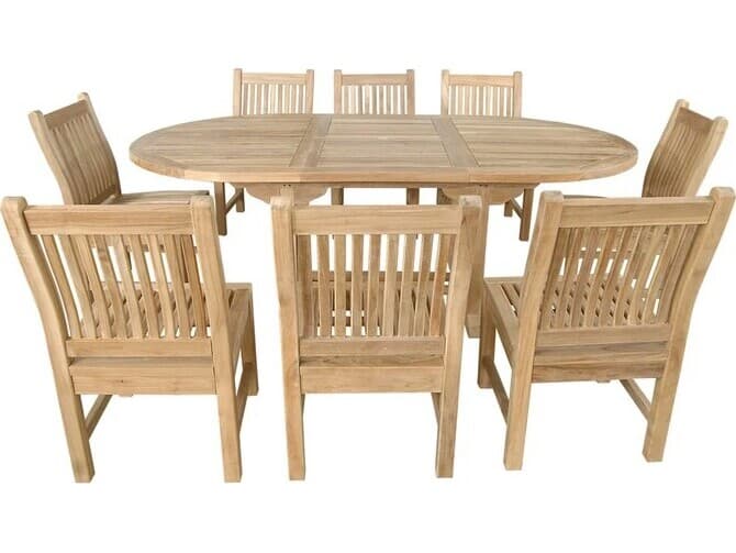Anderson Teak Bahama Sahara 9-Piece 87'' Oval Outdoor Dining Set