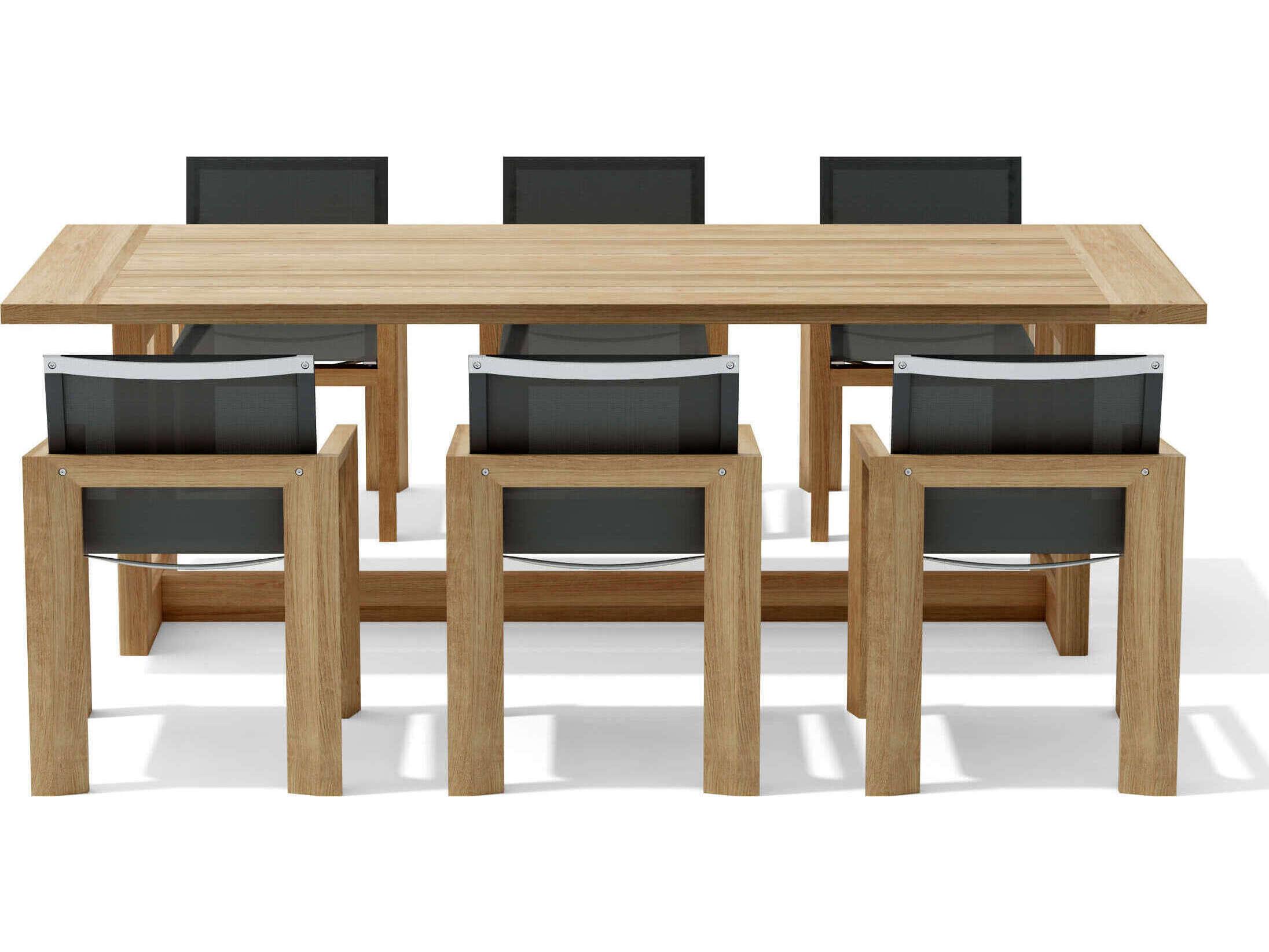 Anderson Teak Smyrna Natural 7 Piece Outdoor Patio Dining Set