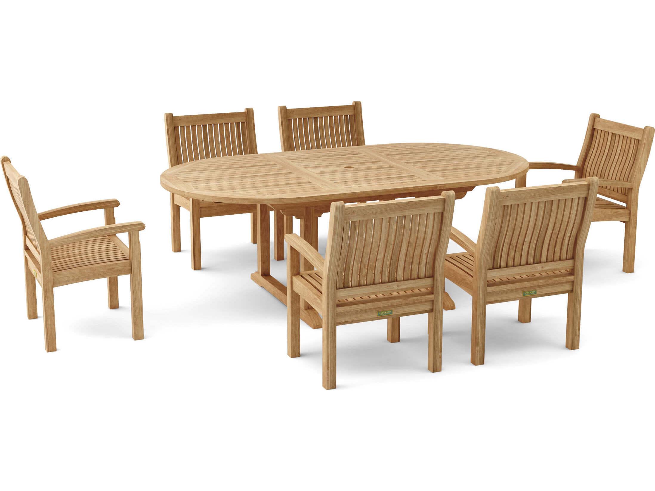 Anderson Teak Bahama Sahara Armchair 7-Piece 87'' Oval Patio Dining Set