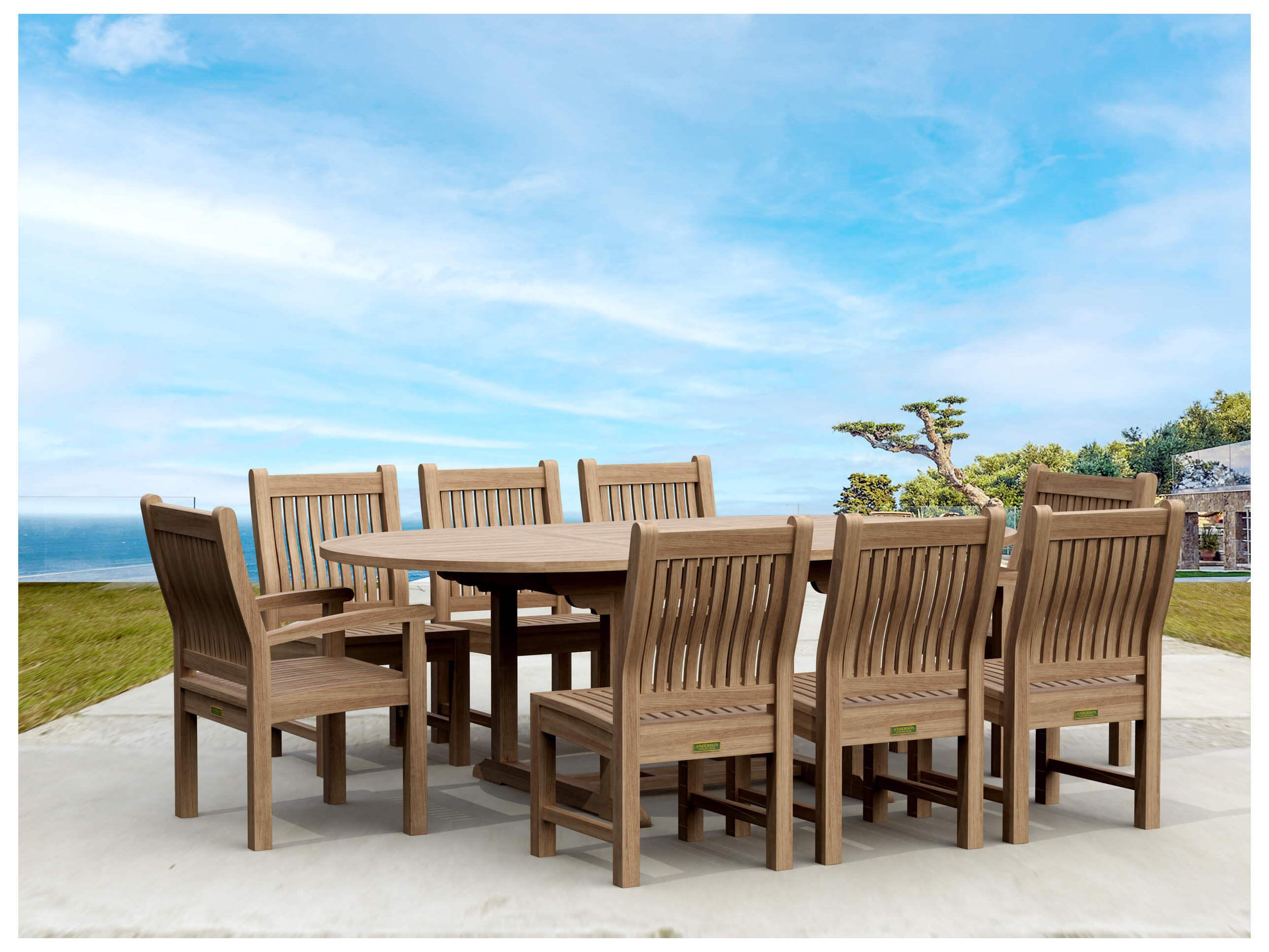 Anderson Teak Bahama Sahara Side Chair 7-Piece 87'' Oval Outdoor Dining Set
