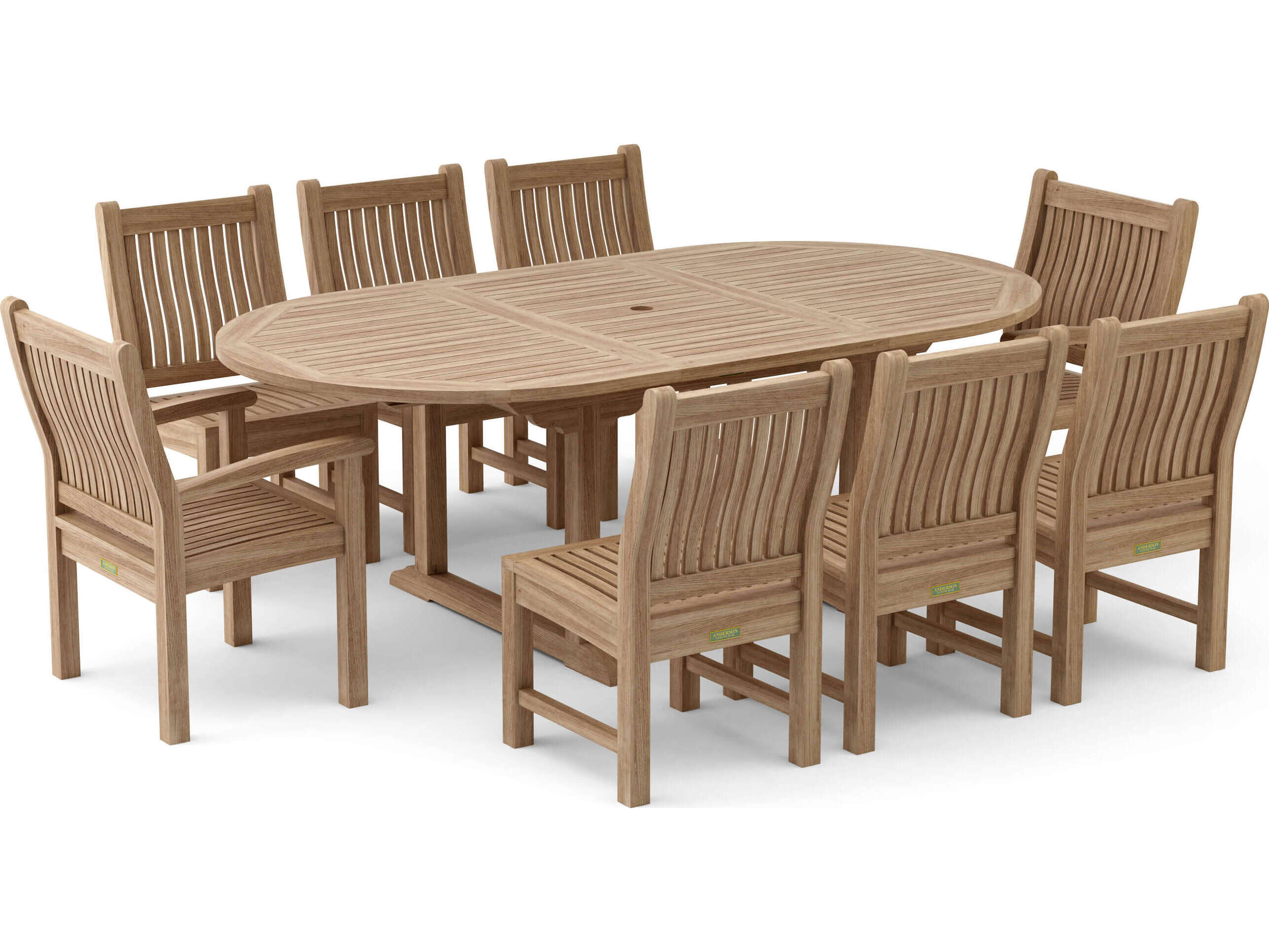 Anderson Teak Bahama Sahara Side Chair 7-Piece 87'' Oval Outdoor Dining Set