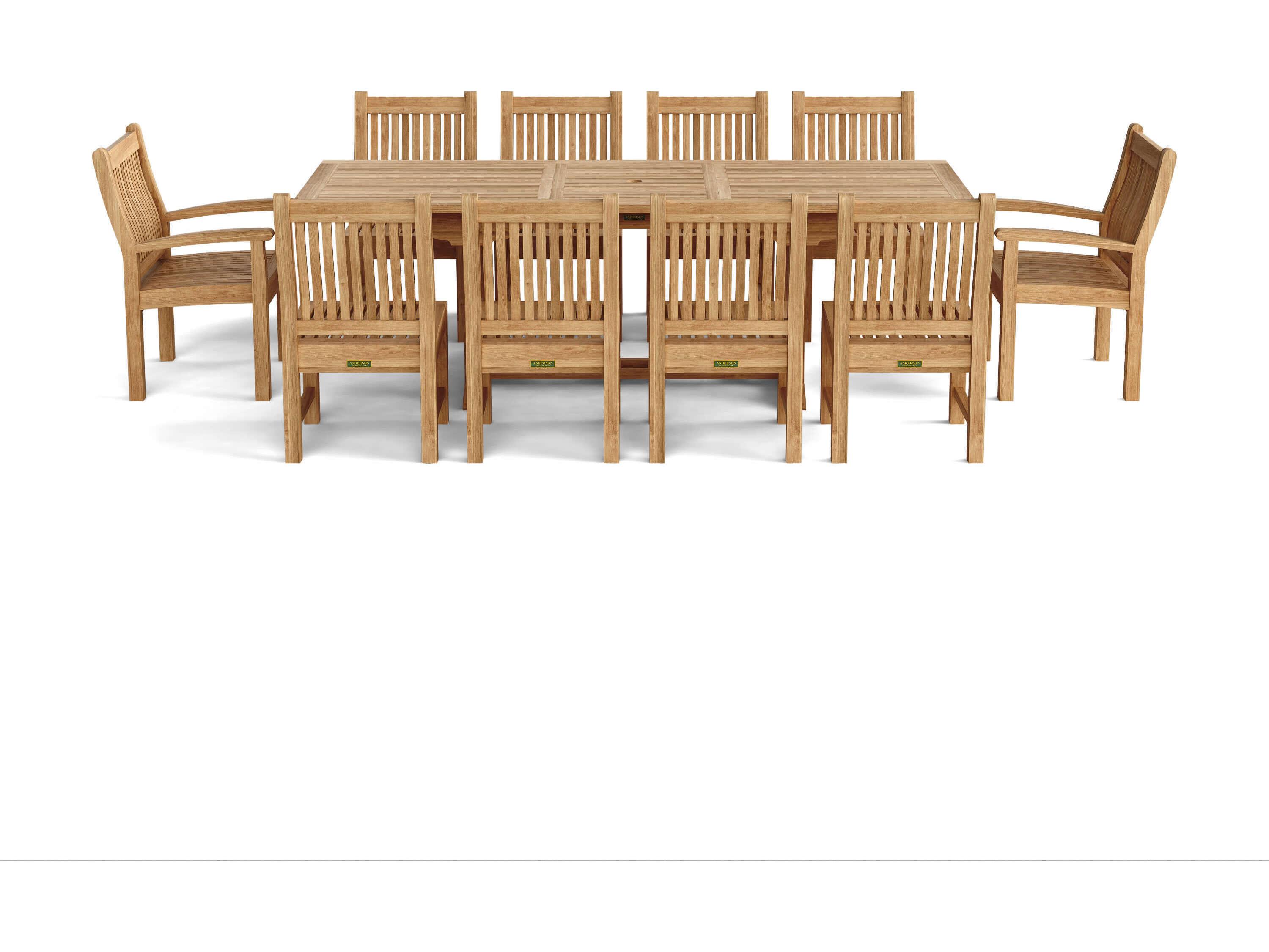 Anderson Teak Bahama Sahara 11-Piece 8' Rectangular Outdoor Patio Dining Set