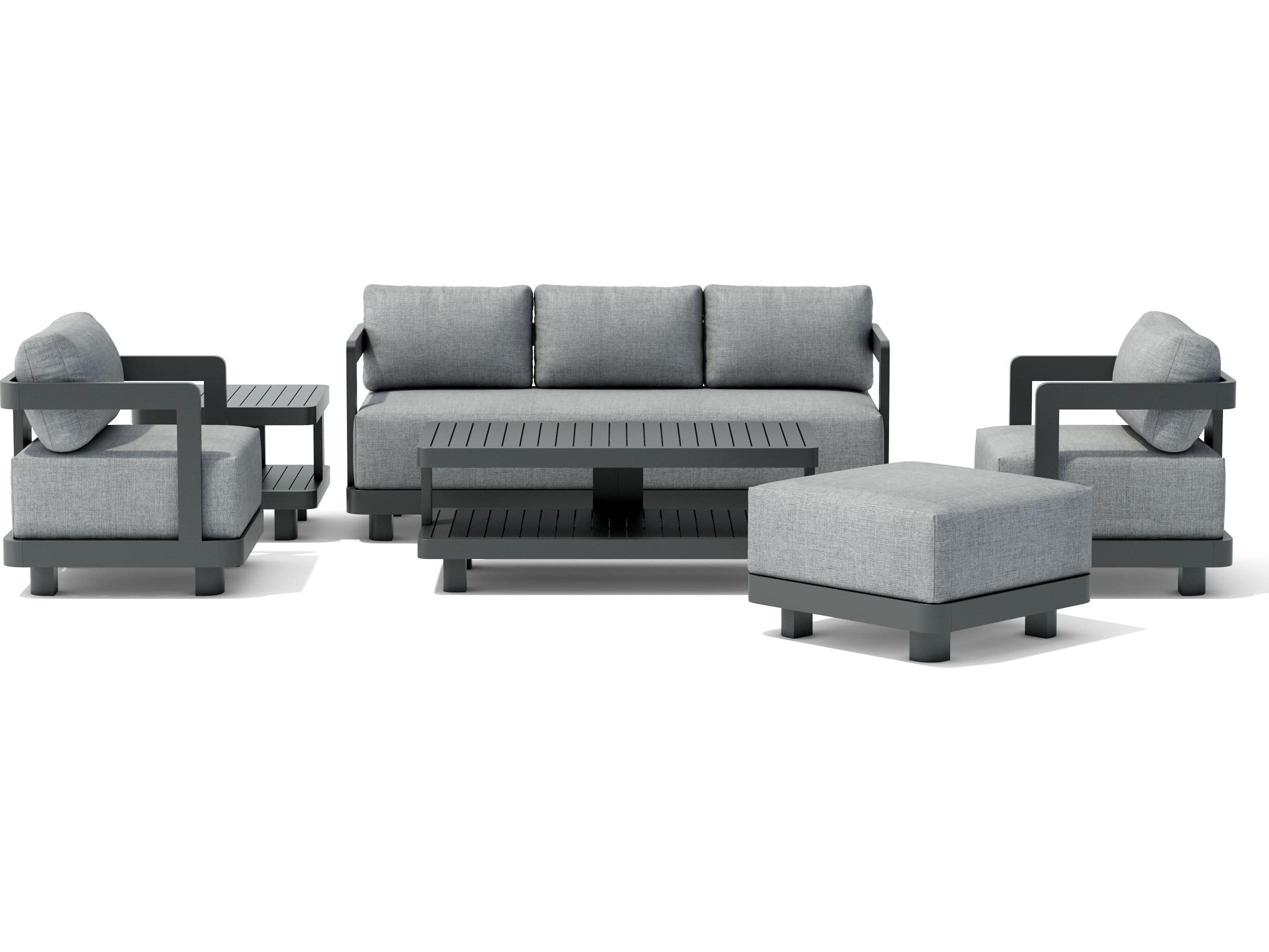 Anderson Teak Granada Aluminum Dark Grey 6 Piece Deep Seating Outdoor Patio Lounge Set
