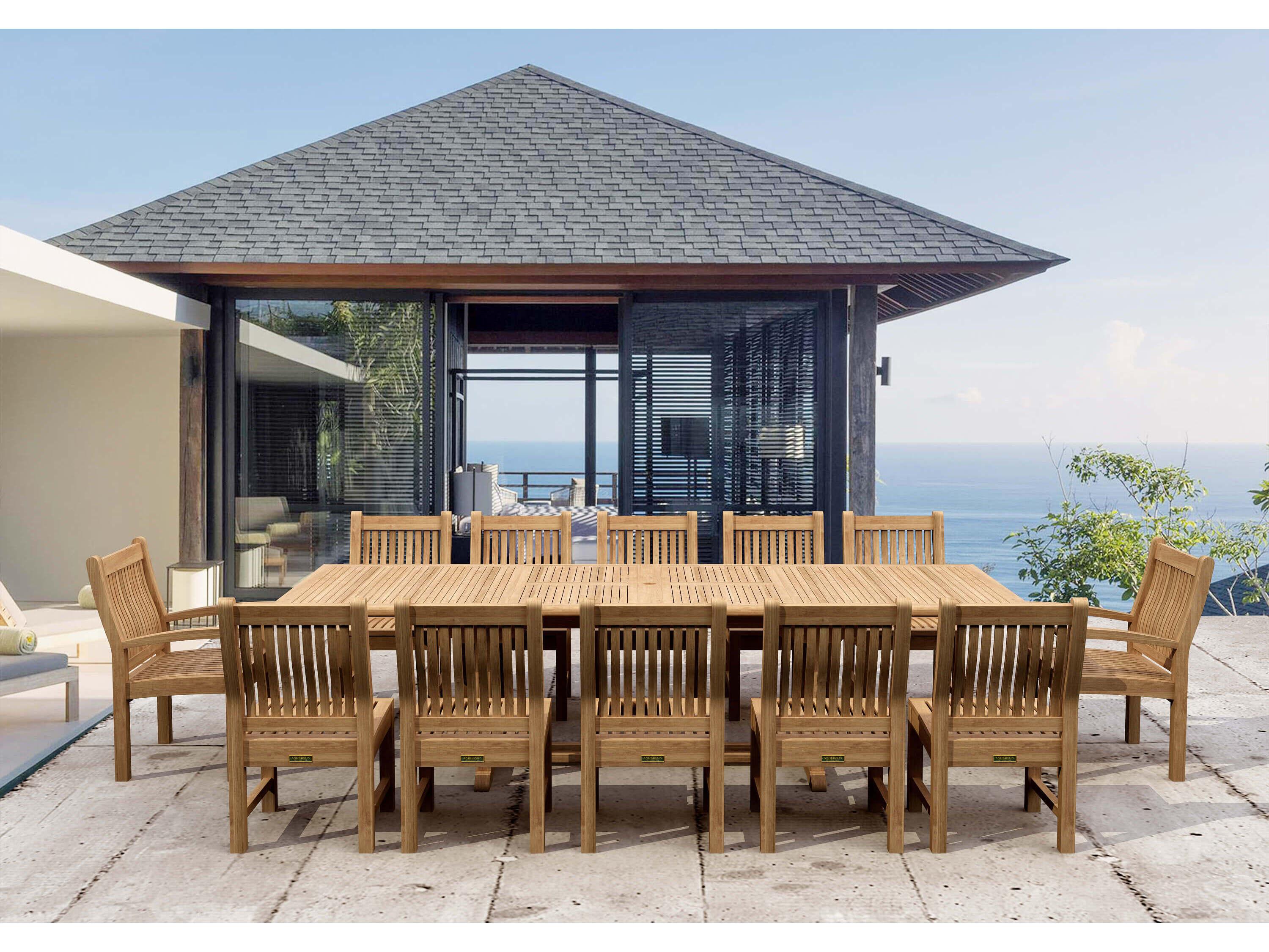 Anderson Teak Valencia Sahara 13-Piece Rectangular Outdoor Dining Set