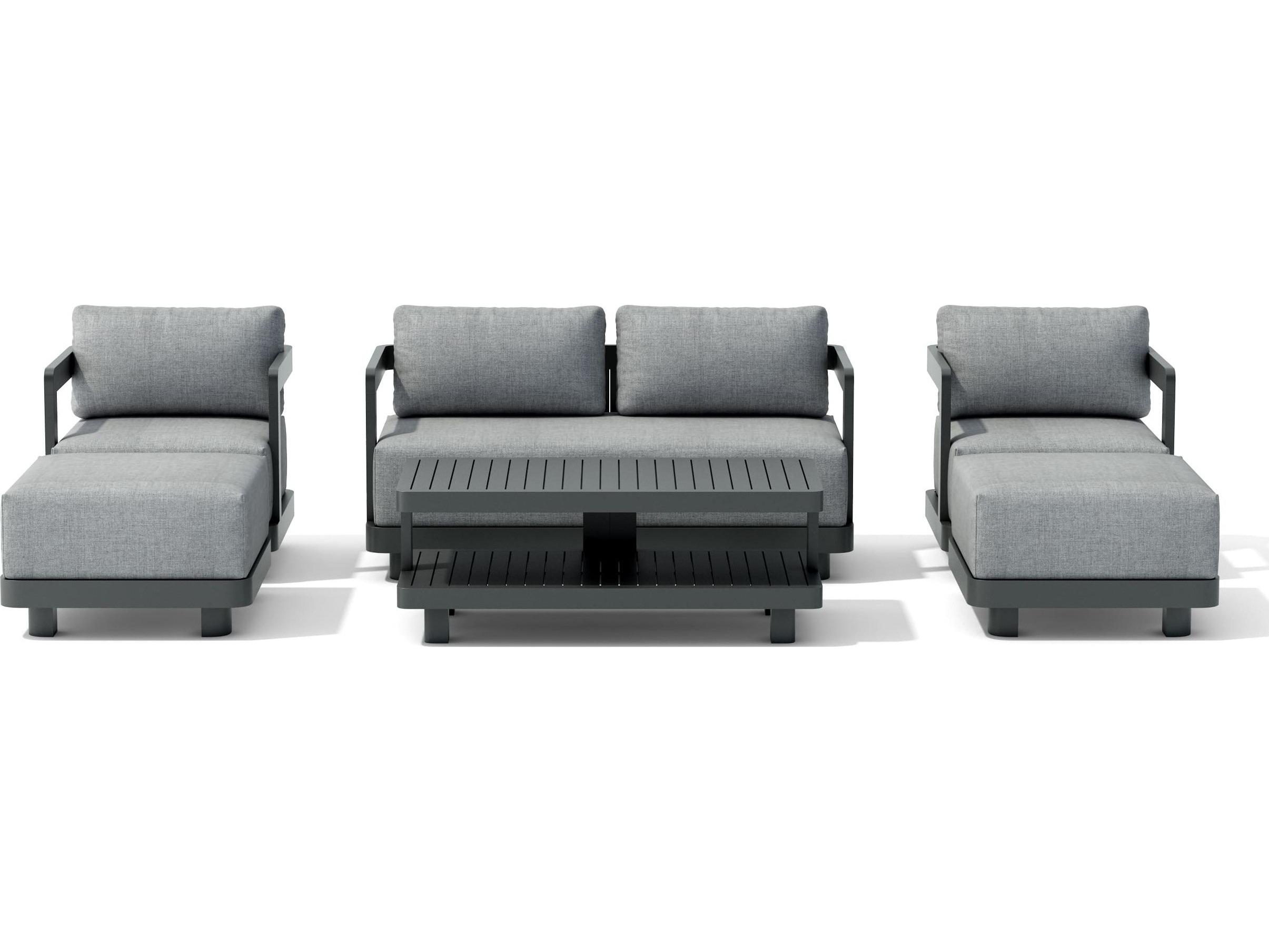 Anderson Teak Granada Aluminum Dark Grey 6 Piece Deep Seating Outdoor Lounge Set