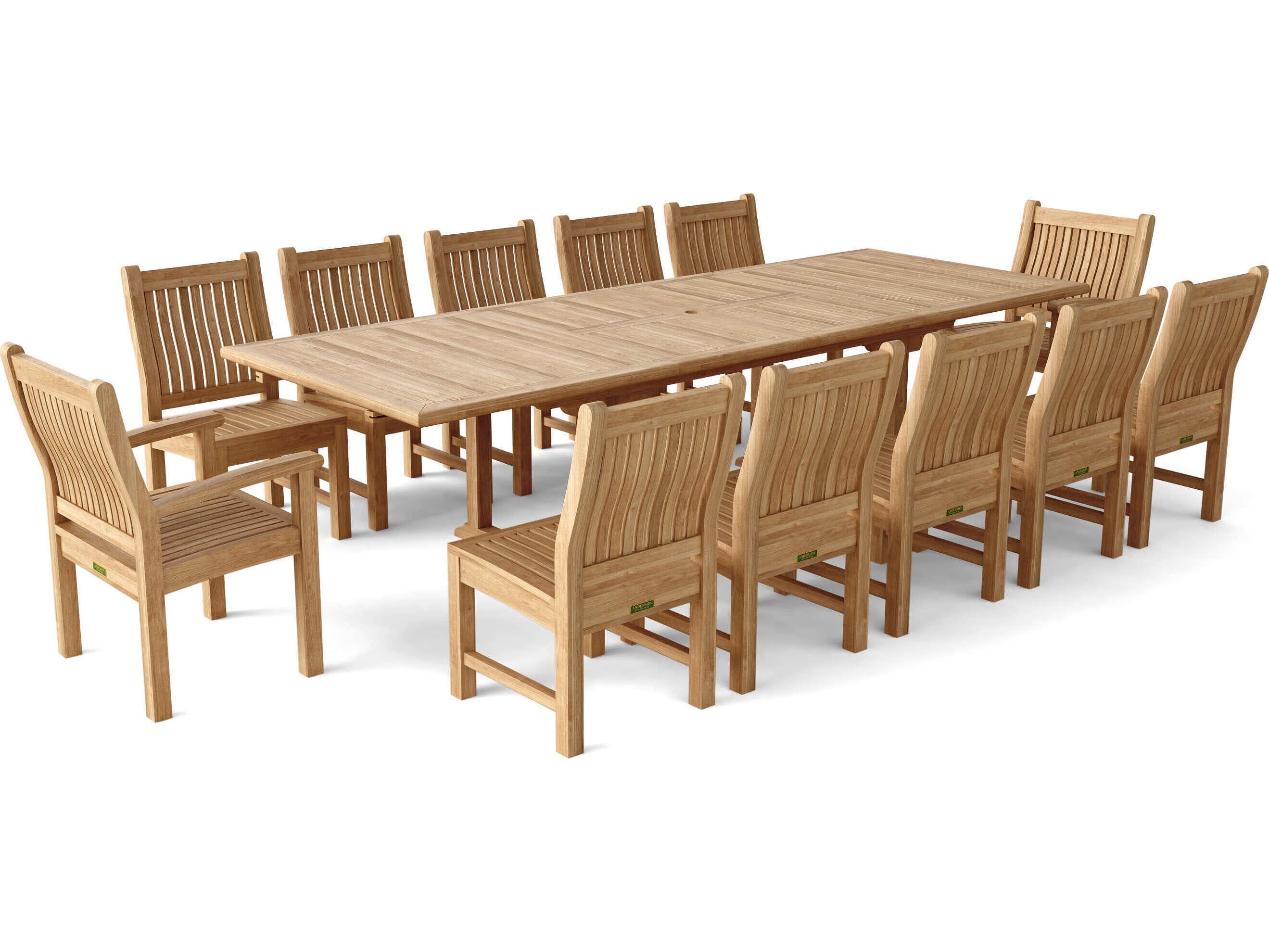 Anderson Teak Valencia Sahara 13-Piece Rectangular Outdoor Dining Set