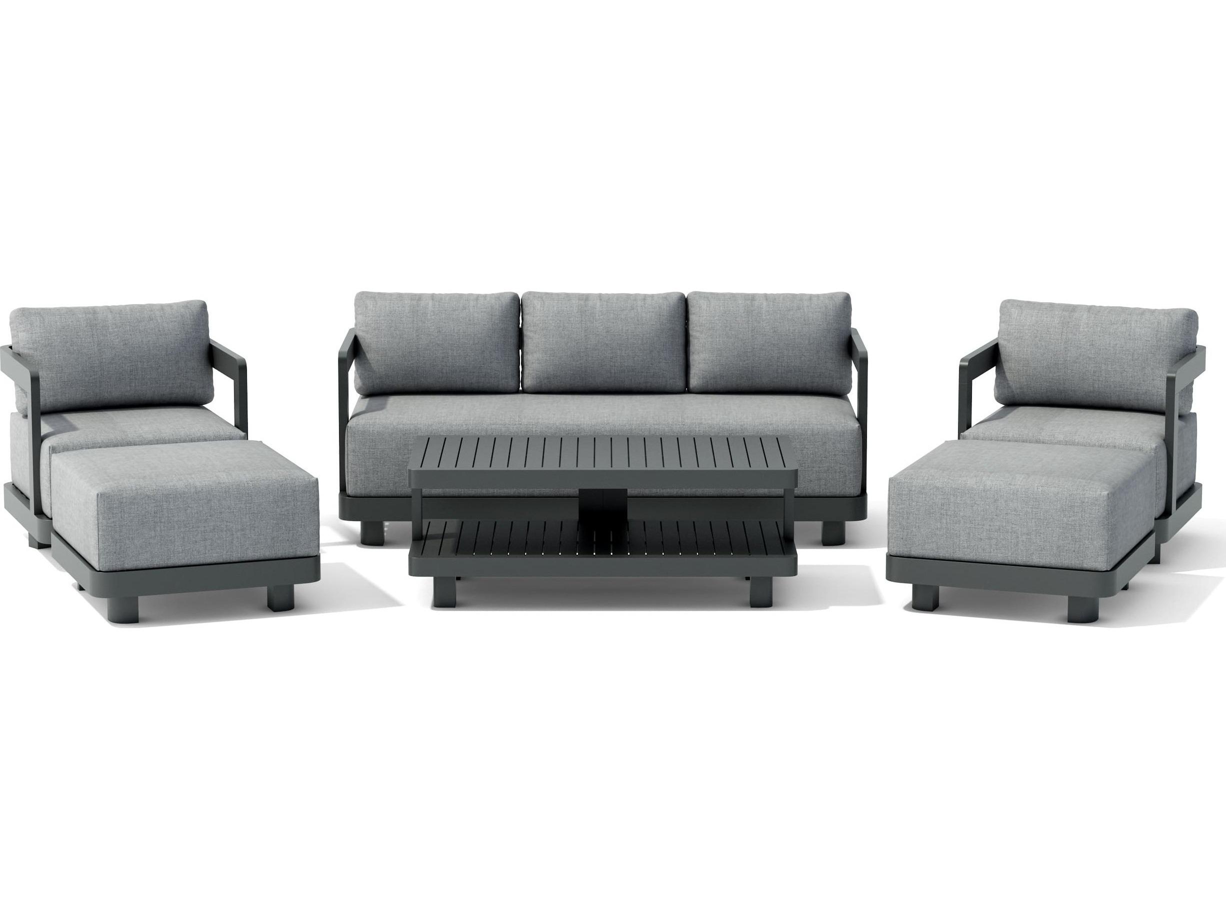 Anderson Teak Granada Aluminum Dark Grey 6 Piece Deep Seating Patio Lounge Set