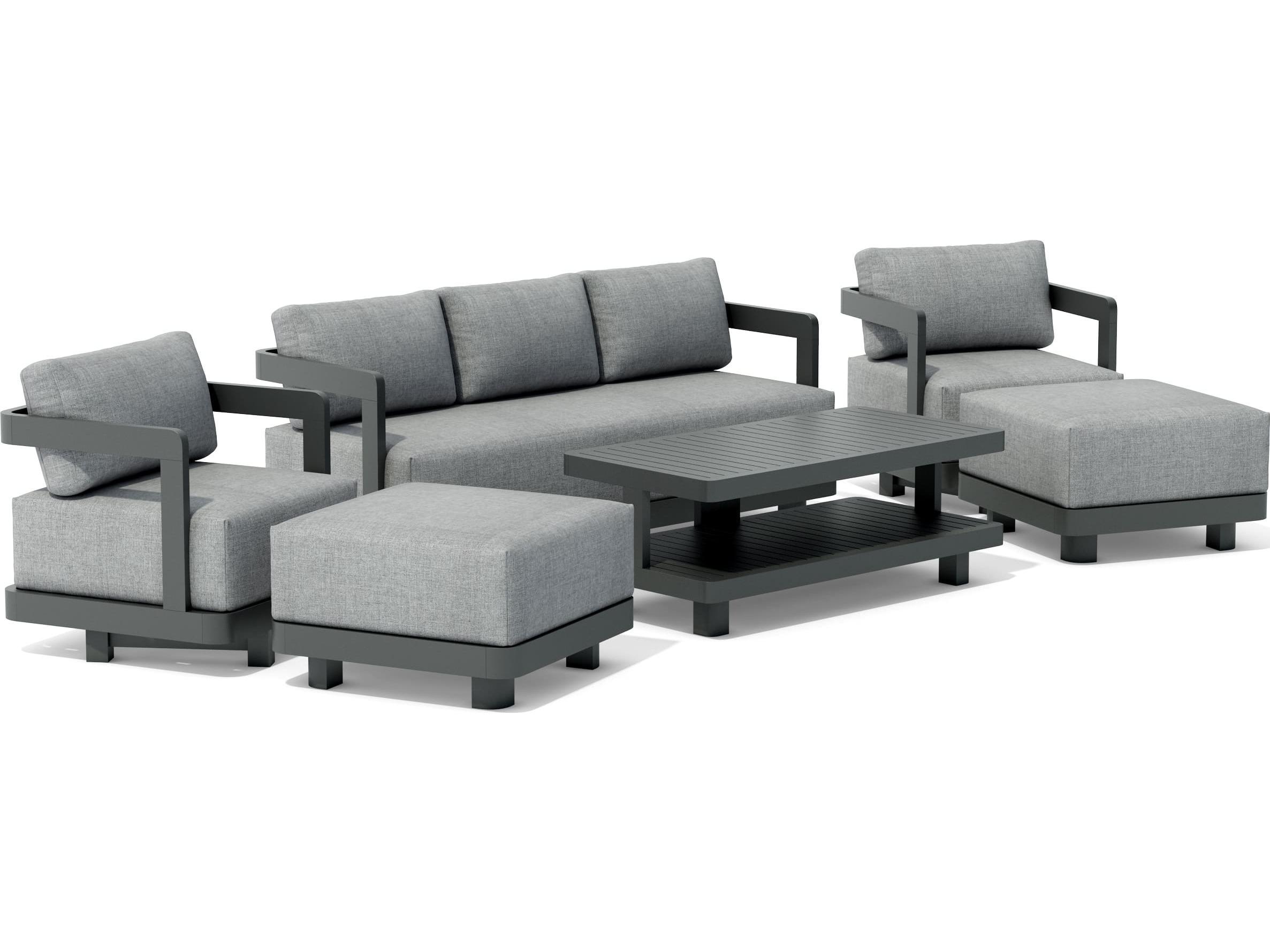 Anderson Teak Granada Aluminum Dark Grey 6 Piece Deep Seating Patio Lounge Set