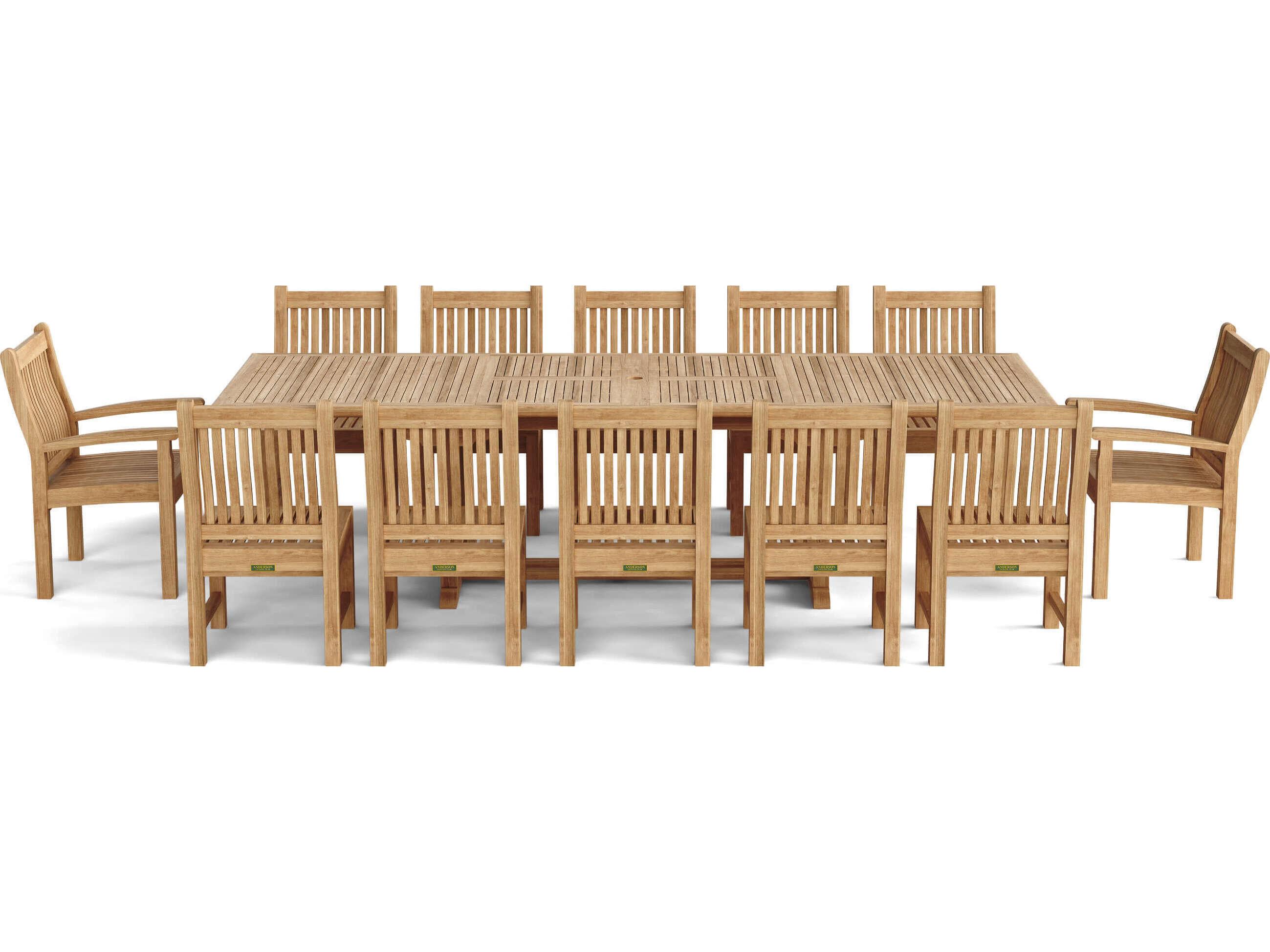 Anderson Teak Valencia Sahara 13-Piece Rectangular Outdoor Dining Set