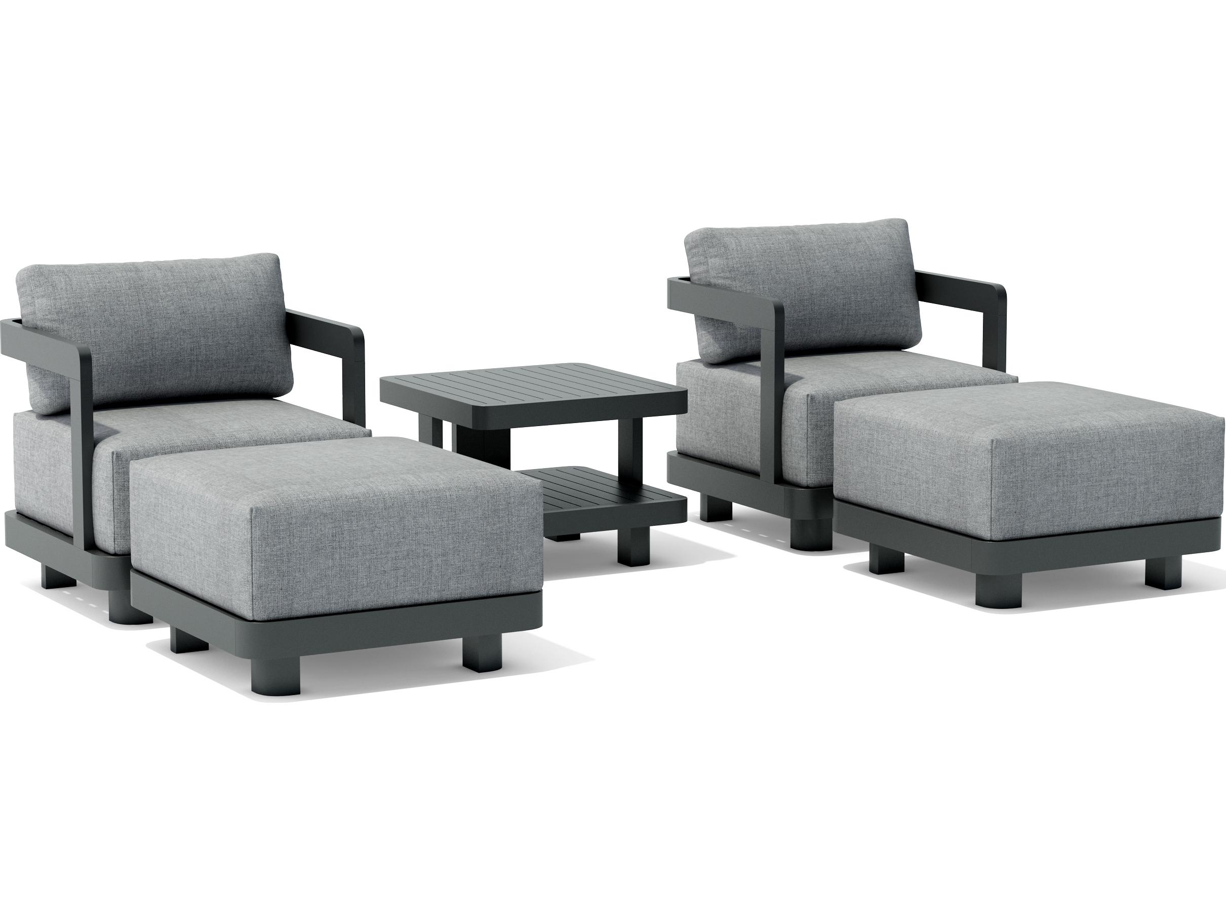 Anderson Teak Granada Aluminum Dark Grey 6 Piece Deep Seating Outdoor Lounge Set