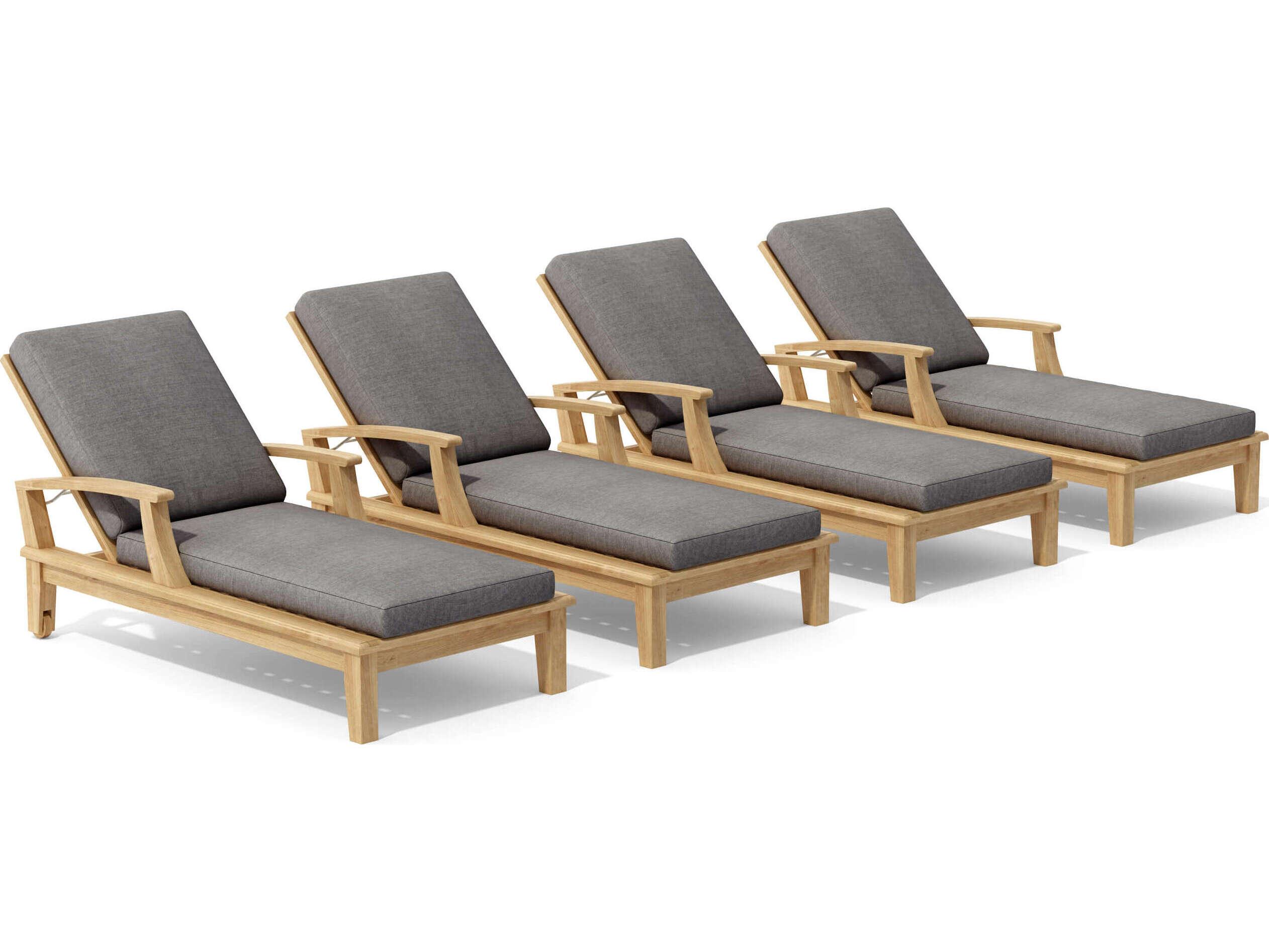 Anderson Teak Brianna Teak Cushion Arm Adjustable Patio Chaise Lounge