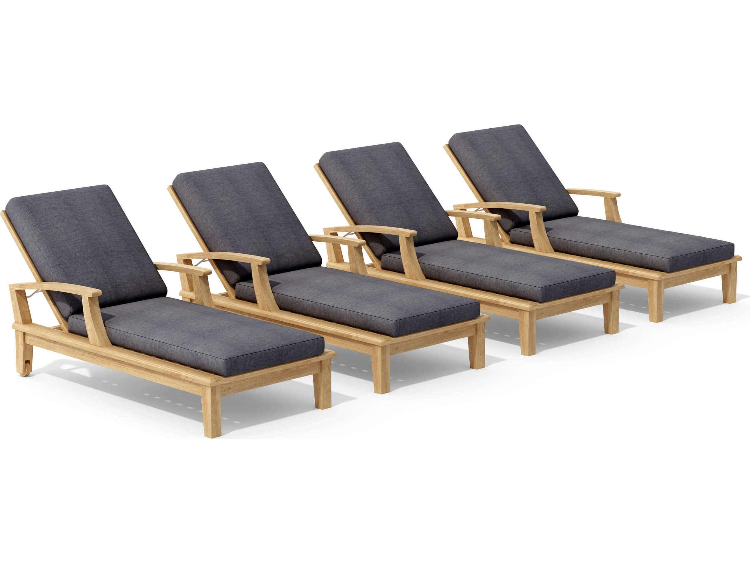 Anderson Teak Brianna Teak Cushion Arm Adjustable Patio Chaise Lounge