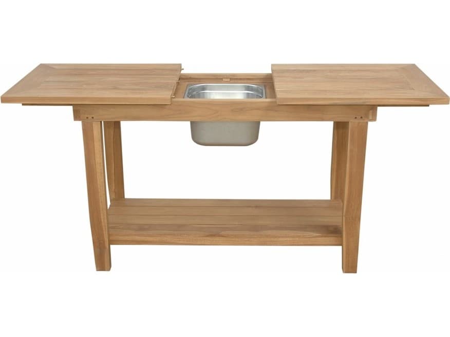 Anderson Teak Nautilus Patio Console Table with Ss Container