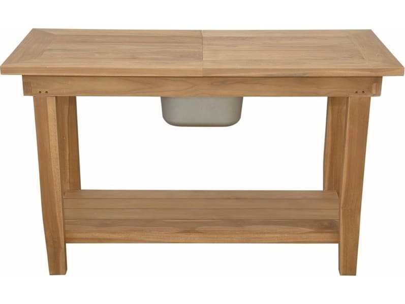 Anderson Teak Nautilus Patio Console Table with Ss Container