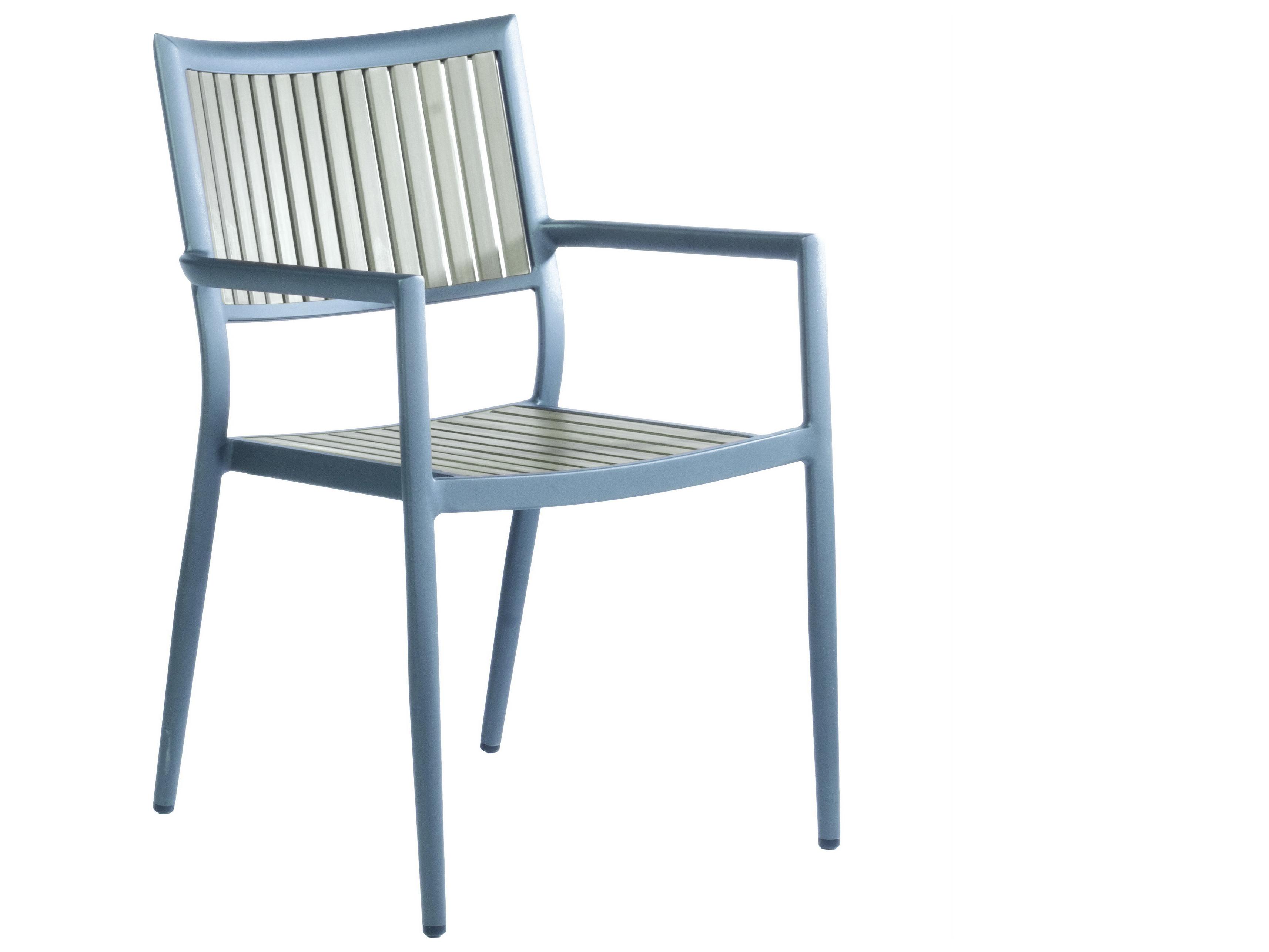 Alfresco Home Genevieve Dark Grey Polywood and Aluminum Outdoor Patio Dining Arm Chair