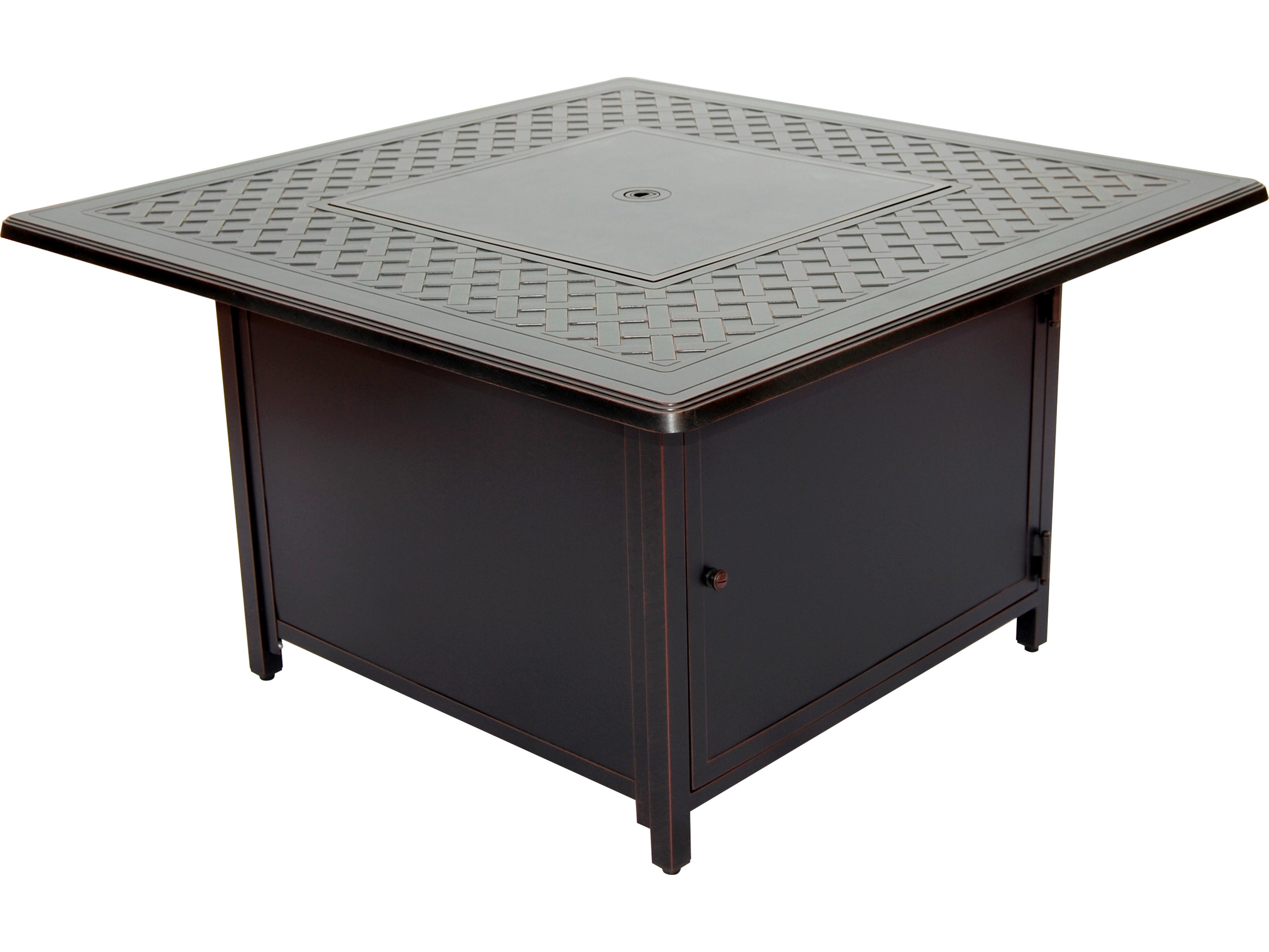 Alfresco Home Heron Topaz Cast Aluminum Square Patio Fire Pit Table