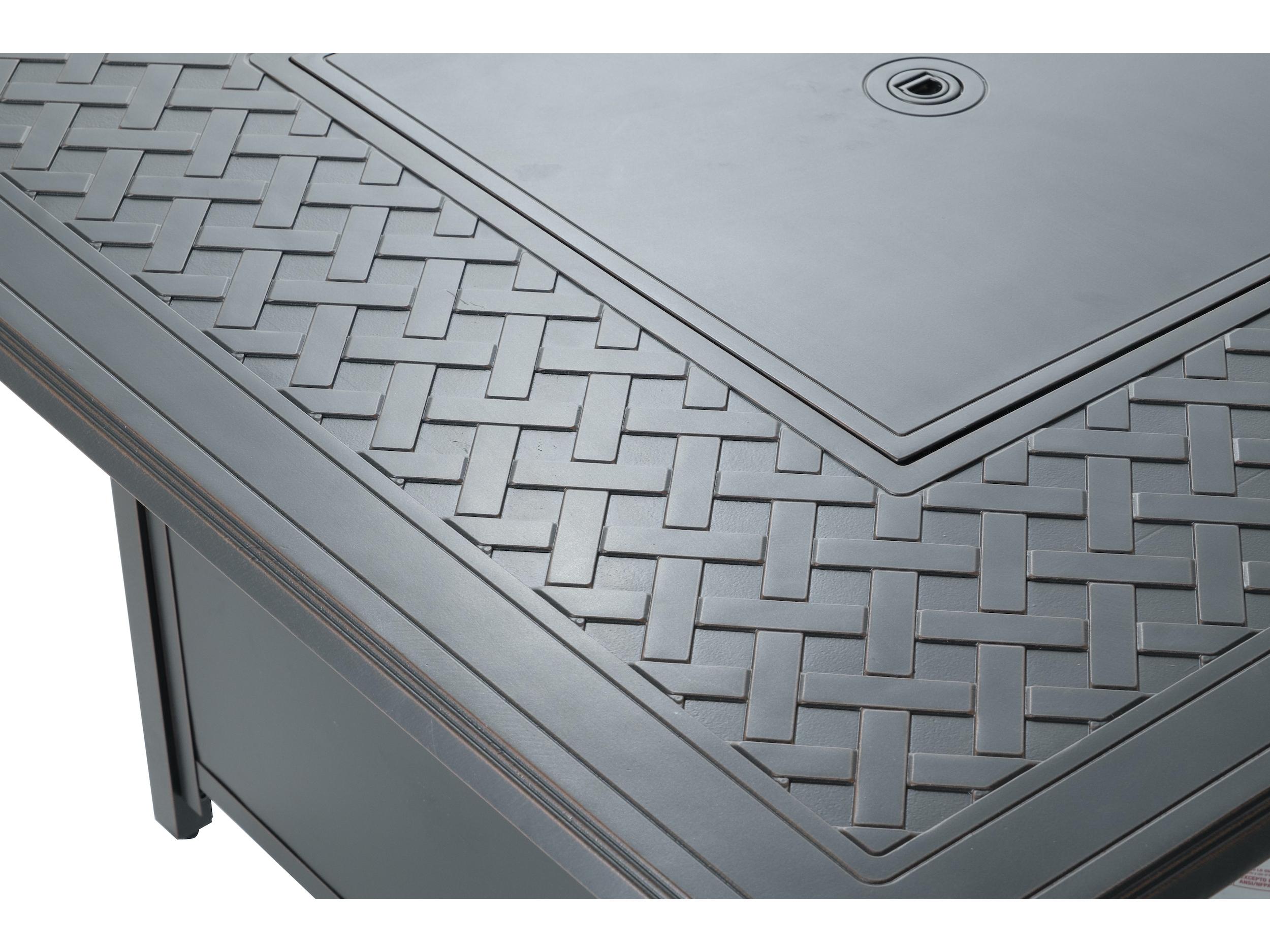 Alfresco Home Heron Topaz Cast Aluminum Square Patio Fire Pit Table