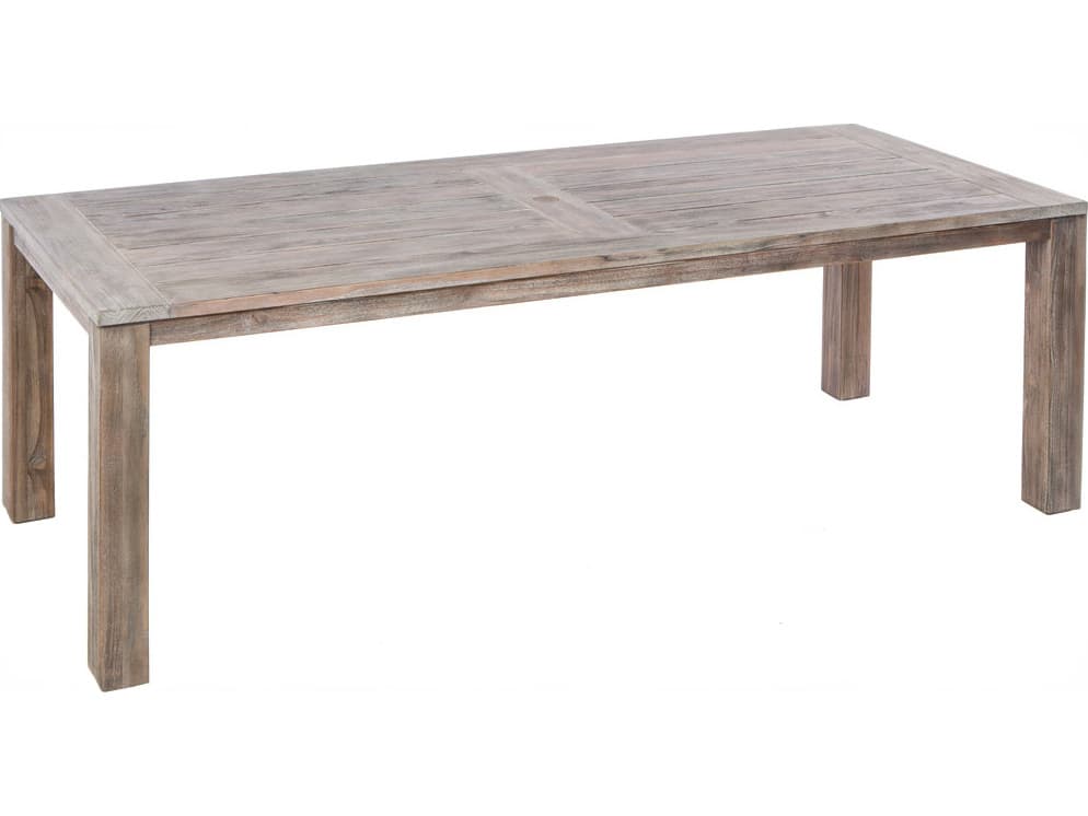 Alfresco Home Malvern Vintage Wood Rectangular Outdoor Patio Dining Table with Umbrella Hole