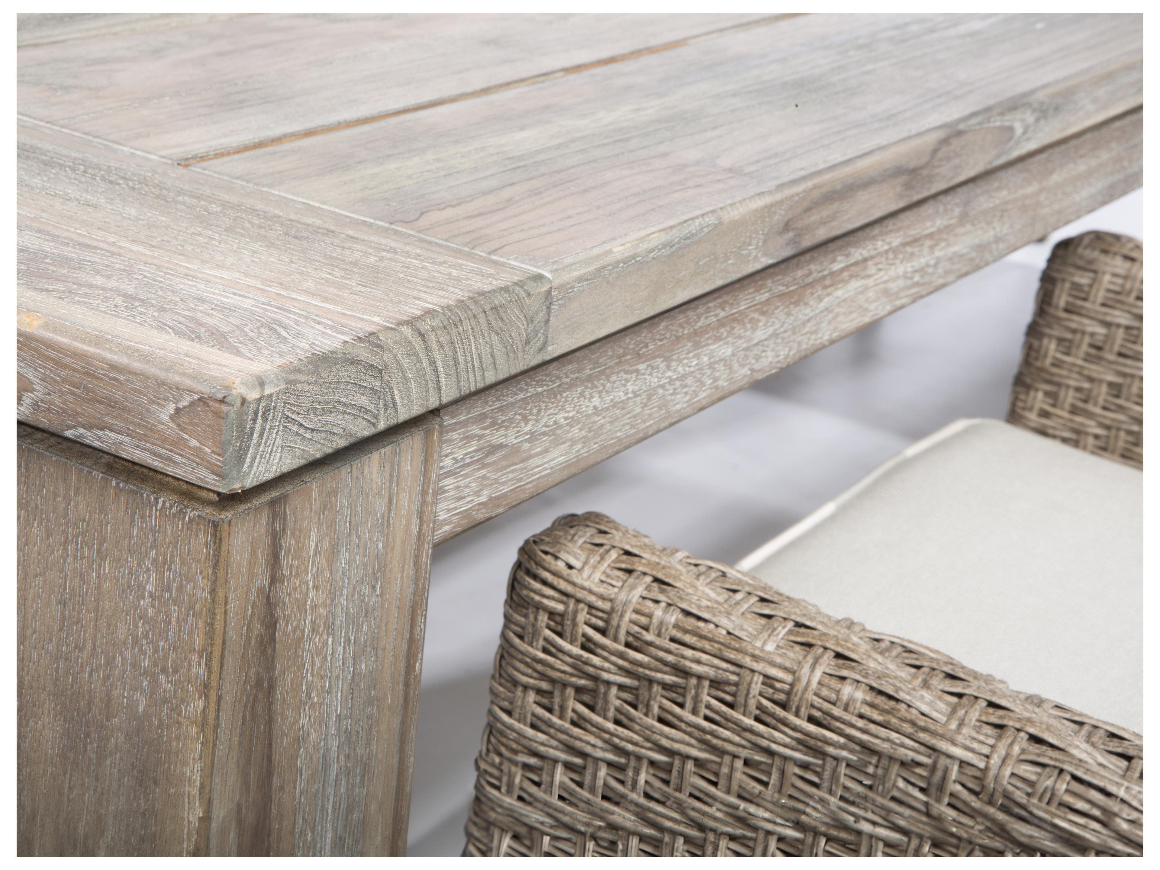 Alfresco Home Malvern Vintage Wood Rectangular Outdoor Patio Dining Table with Umbrella Hole