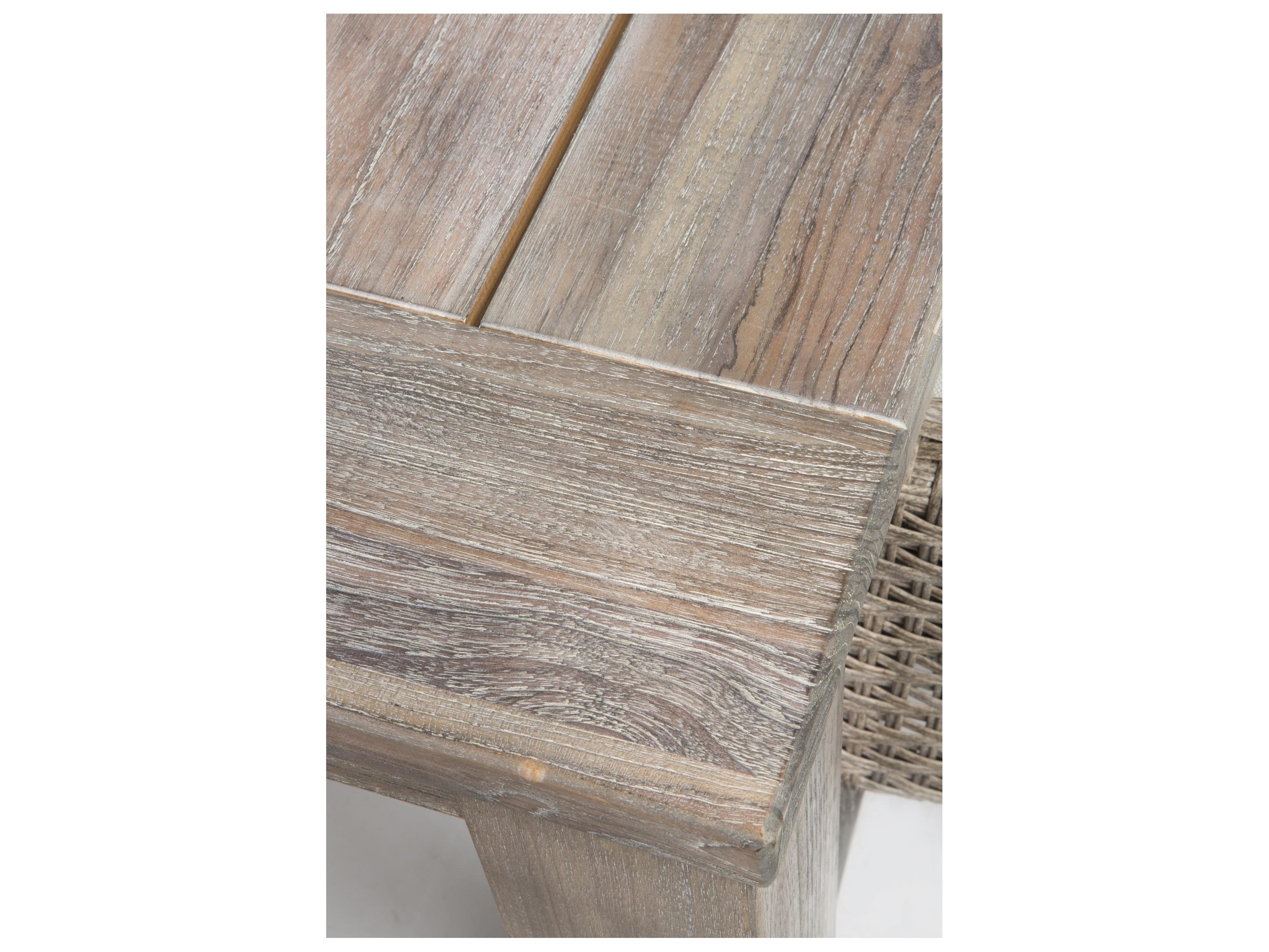 Alfresco Home Malvern Vintage Wood Square Outdoor Patio Bar Table with Umbrella Hole