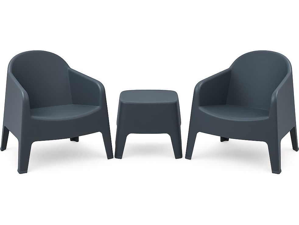 Alfresco Home Charcoal Recycled Plastic Lounge Set