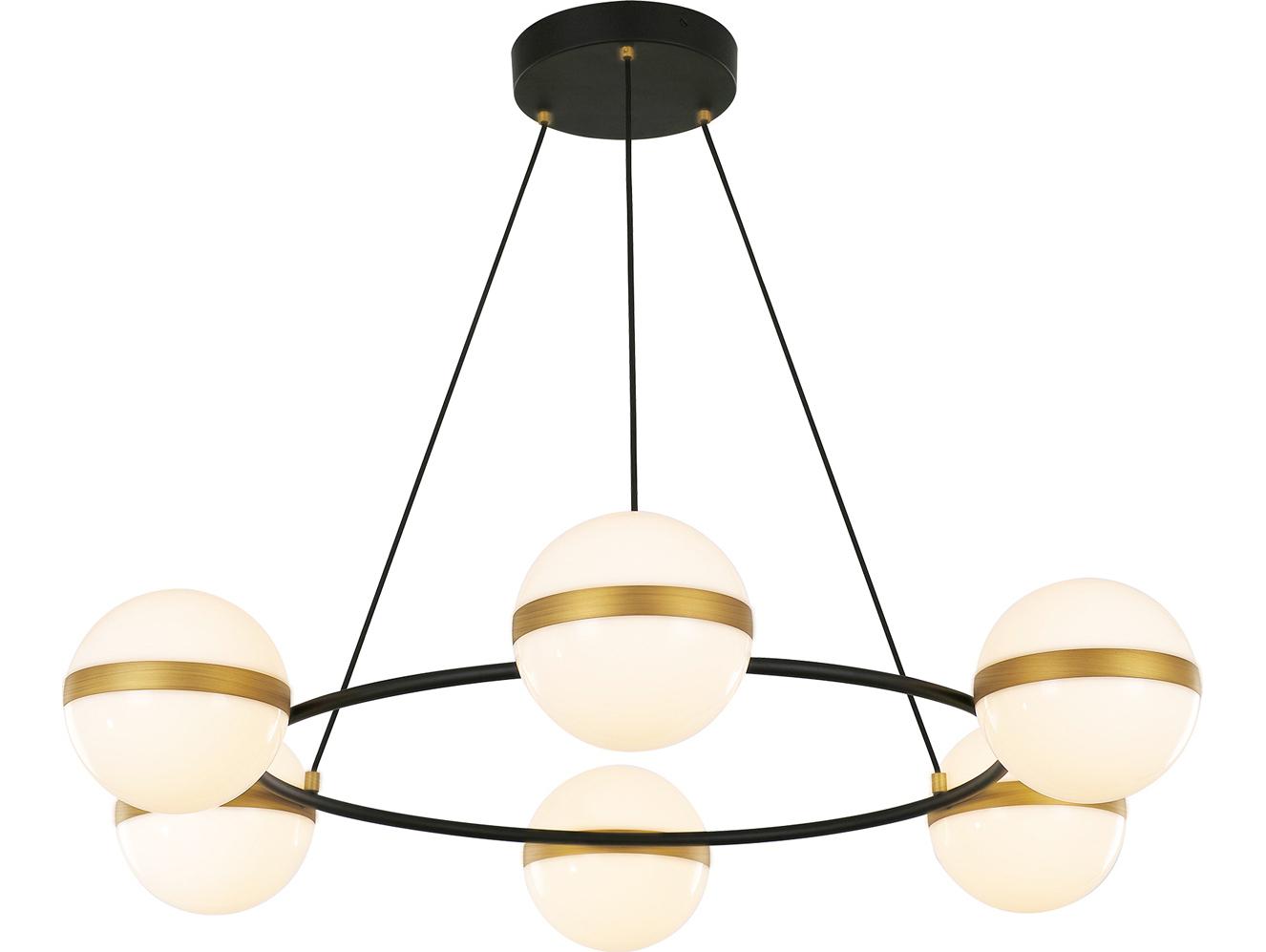 Alora Lighting Tagliato Matte Black Brushed Gold Globe Chandelier