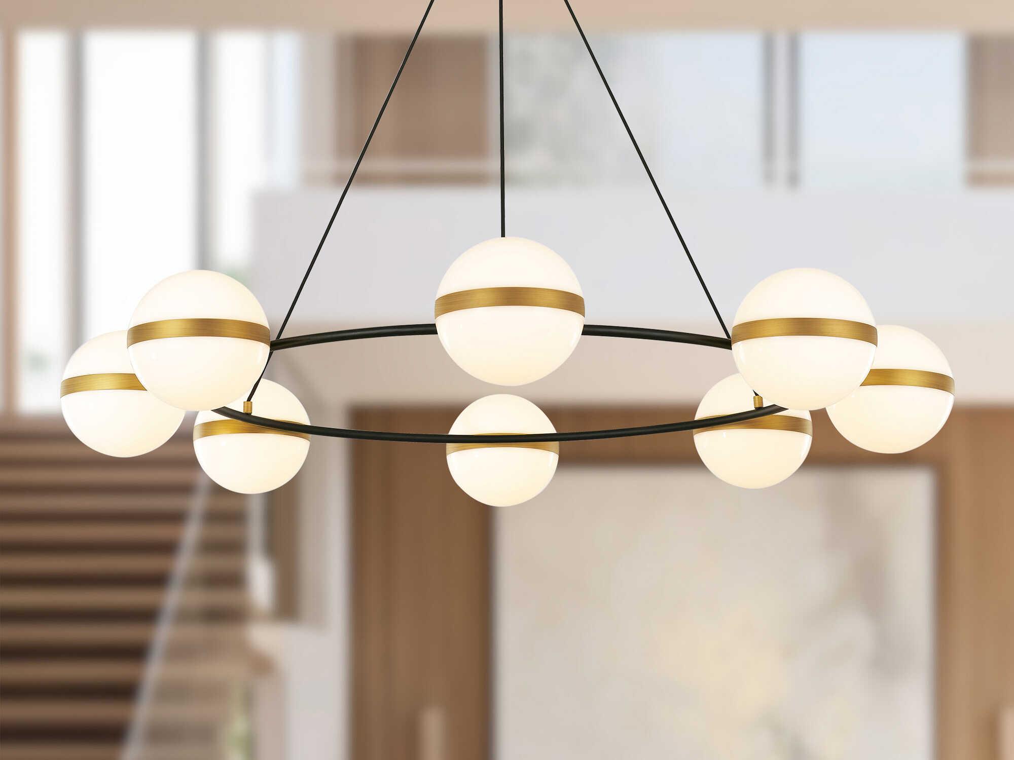 Alora Lighting Tagliato Matte Black Brushed Gold Globe Chandelier