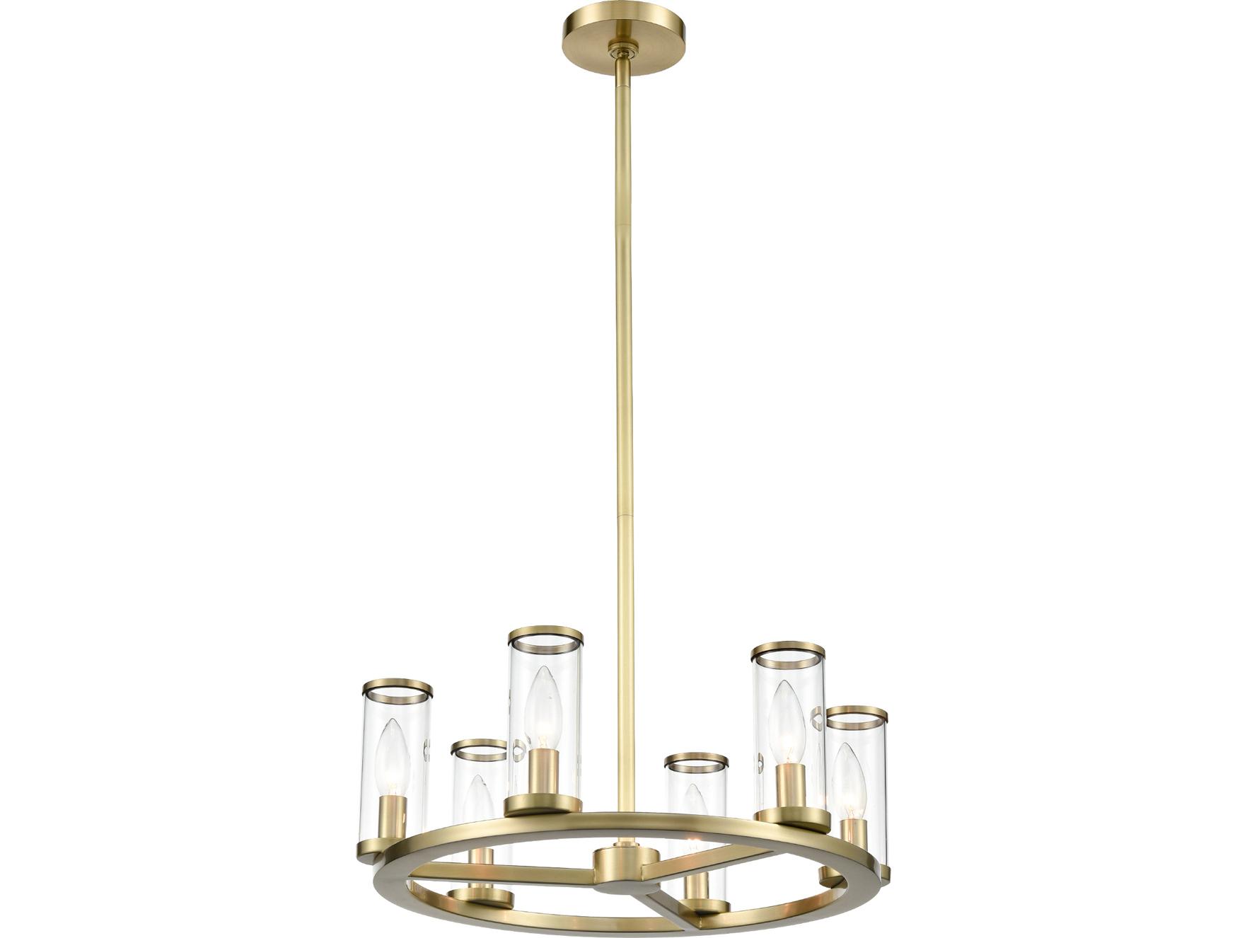 Alora Lighting Revolve 6-Light Natural Brass Cylinder Chandelier