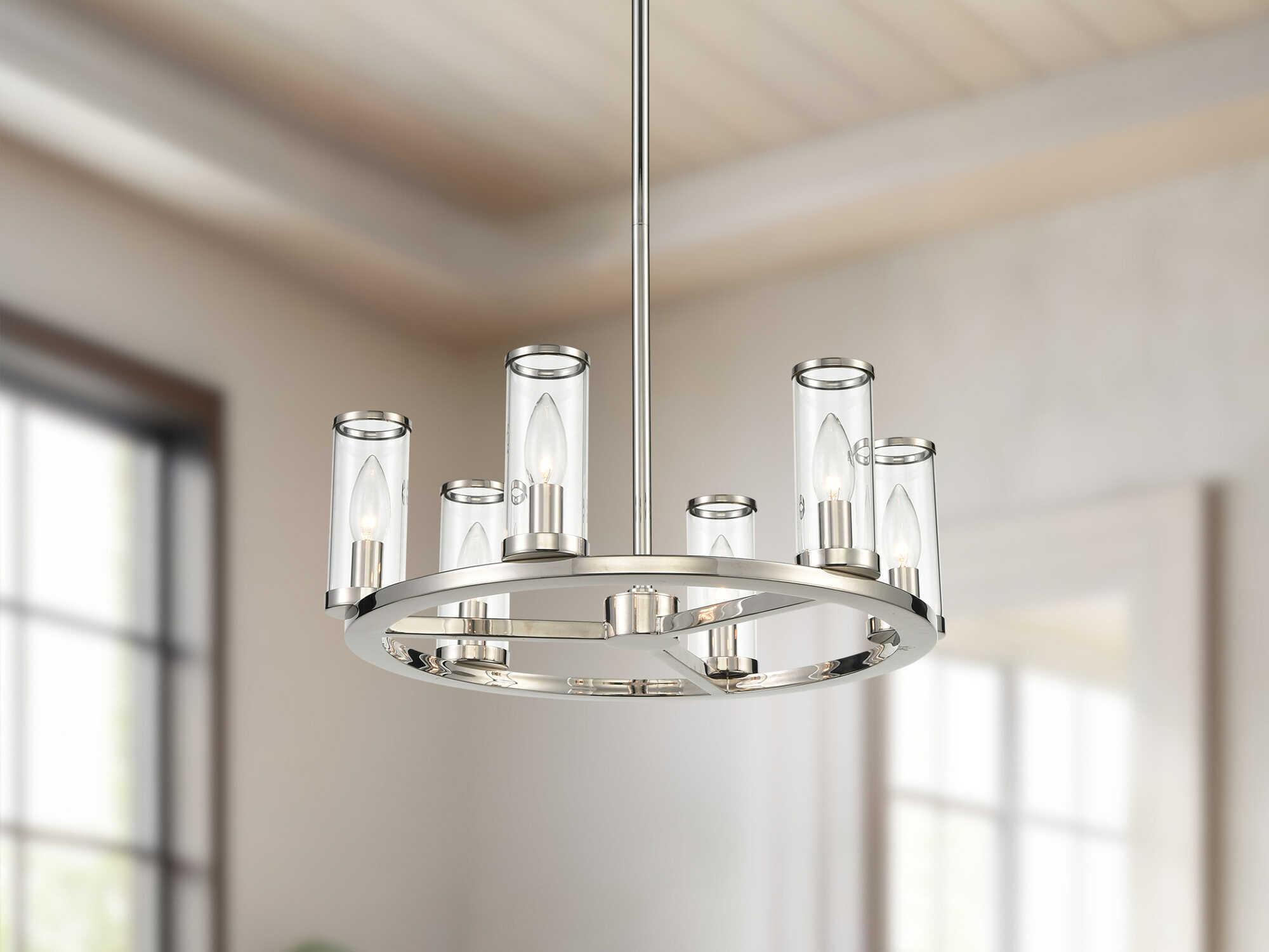 Alora Lighting Revolve 6-Light Polished Nickel Cylinder Chandelier