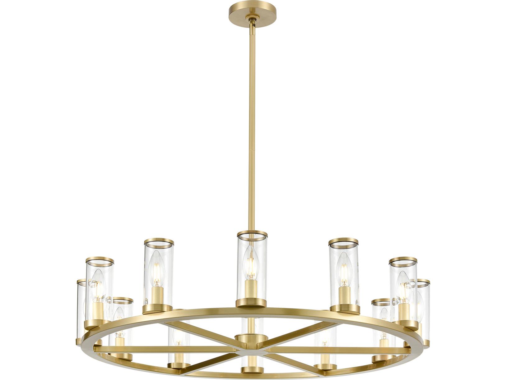 Alora Lighting Revolve 12-Light Natural Brass Cylinder Chandelier