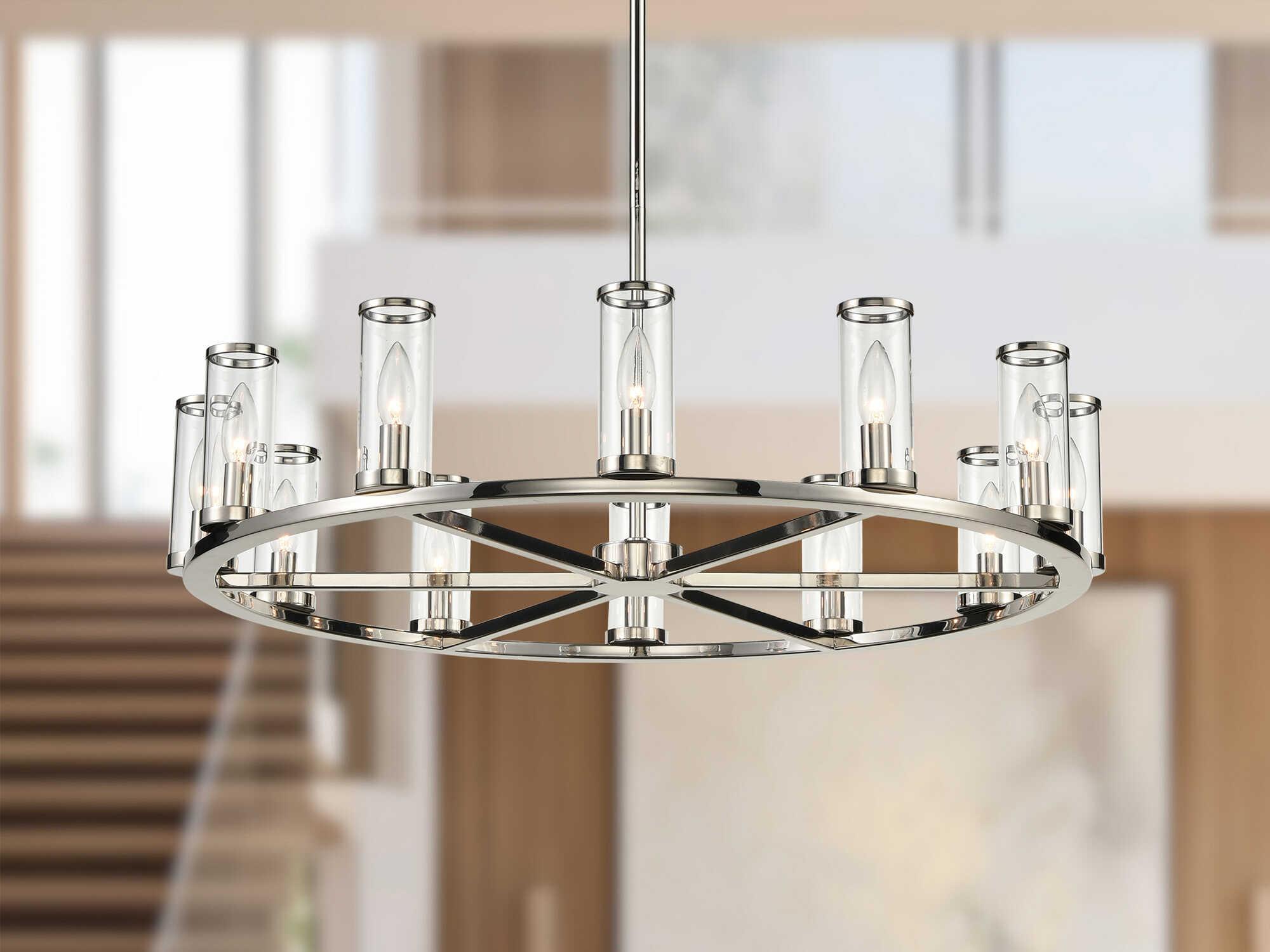 Alora Lighting Revolve 12-Light Polished Nickel Cylinder Chandelier