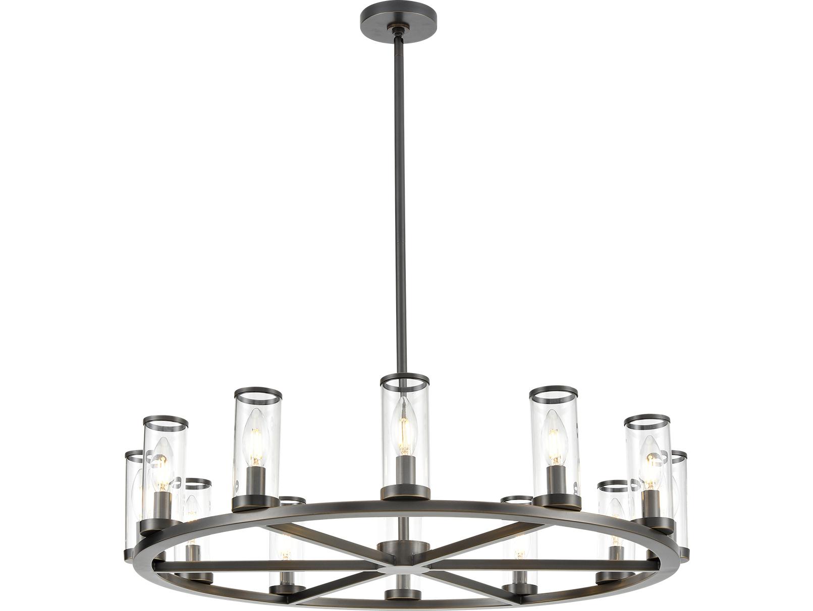 Alora Lighting Revolve 12-Light Urban Bronze Clear Cylinder Chandelier