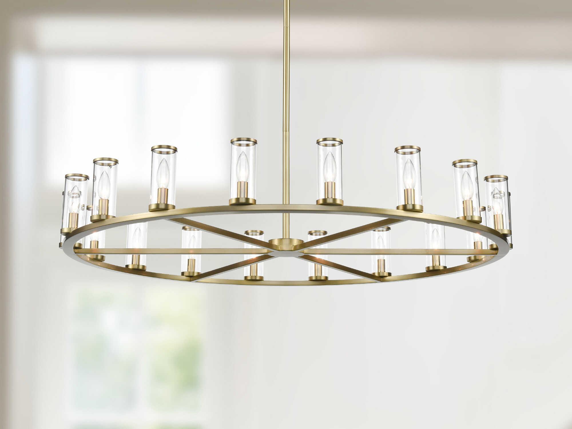 Alora Lighting Revolve 18-Light Natural Brass Cylinder Chandelier