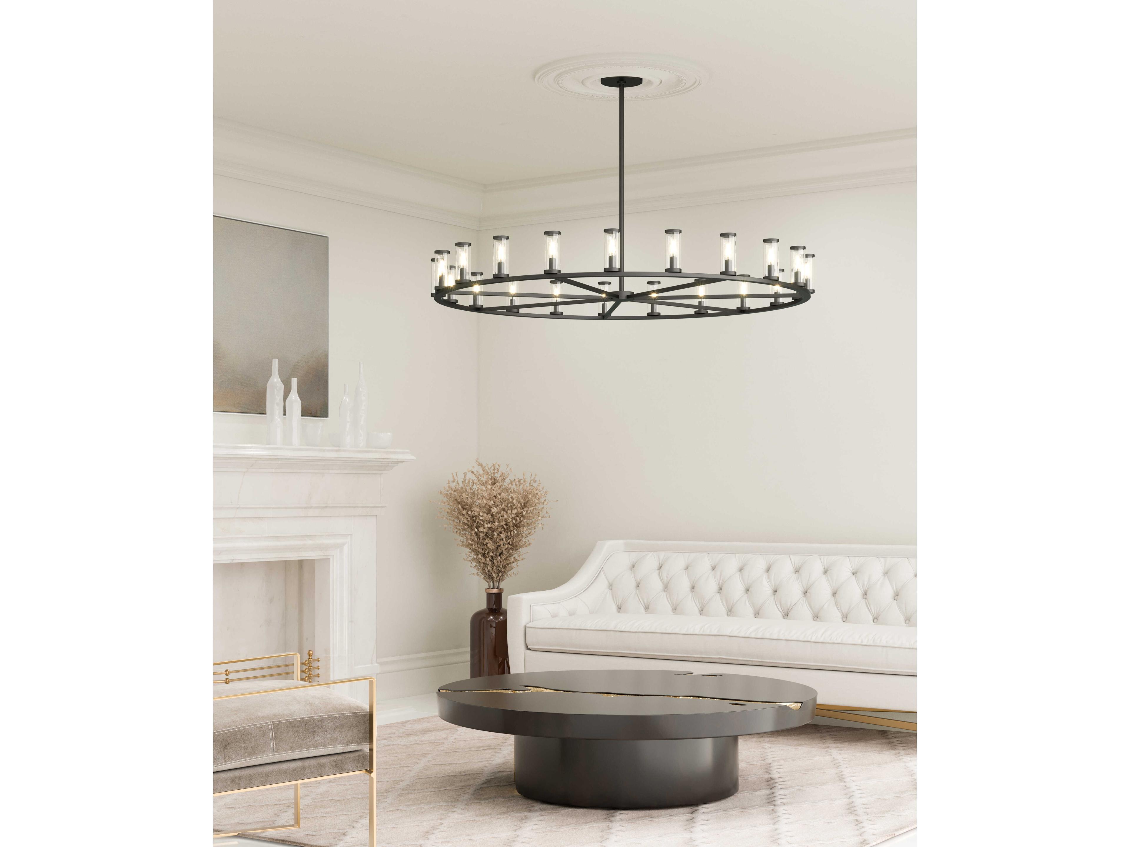 Alora Lighting Revolve 21-Light Urban Bronze Black Cylinder Chandelier