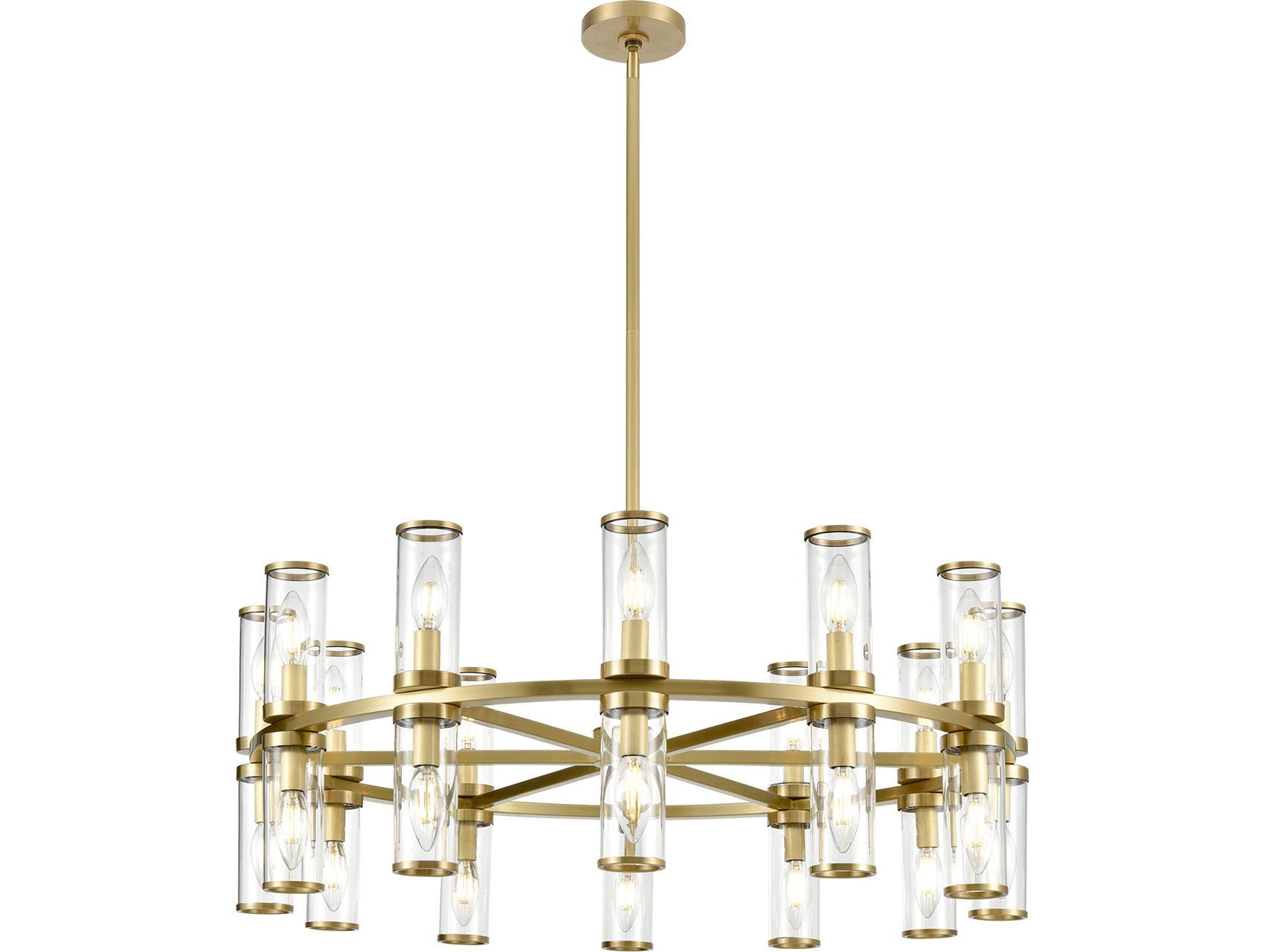 Alora Lighting Revolve 24-Light Natural Brass Cylinder Chandelier