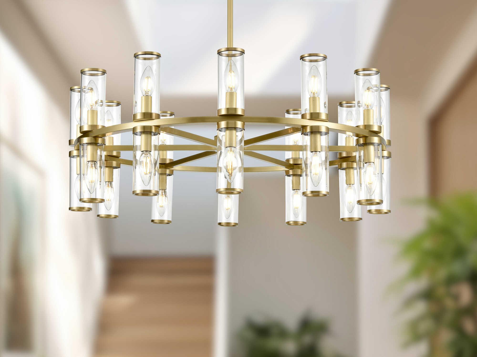 Alora Lighting Revolve 24-Light Natural Brass Cylinder Chandelier