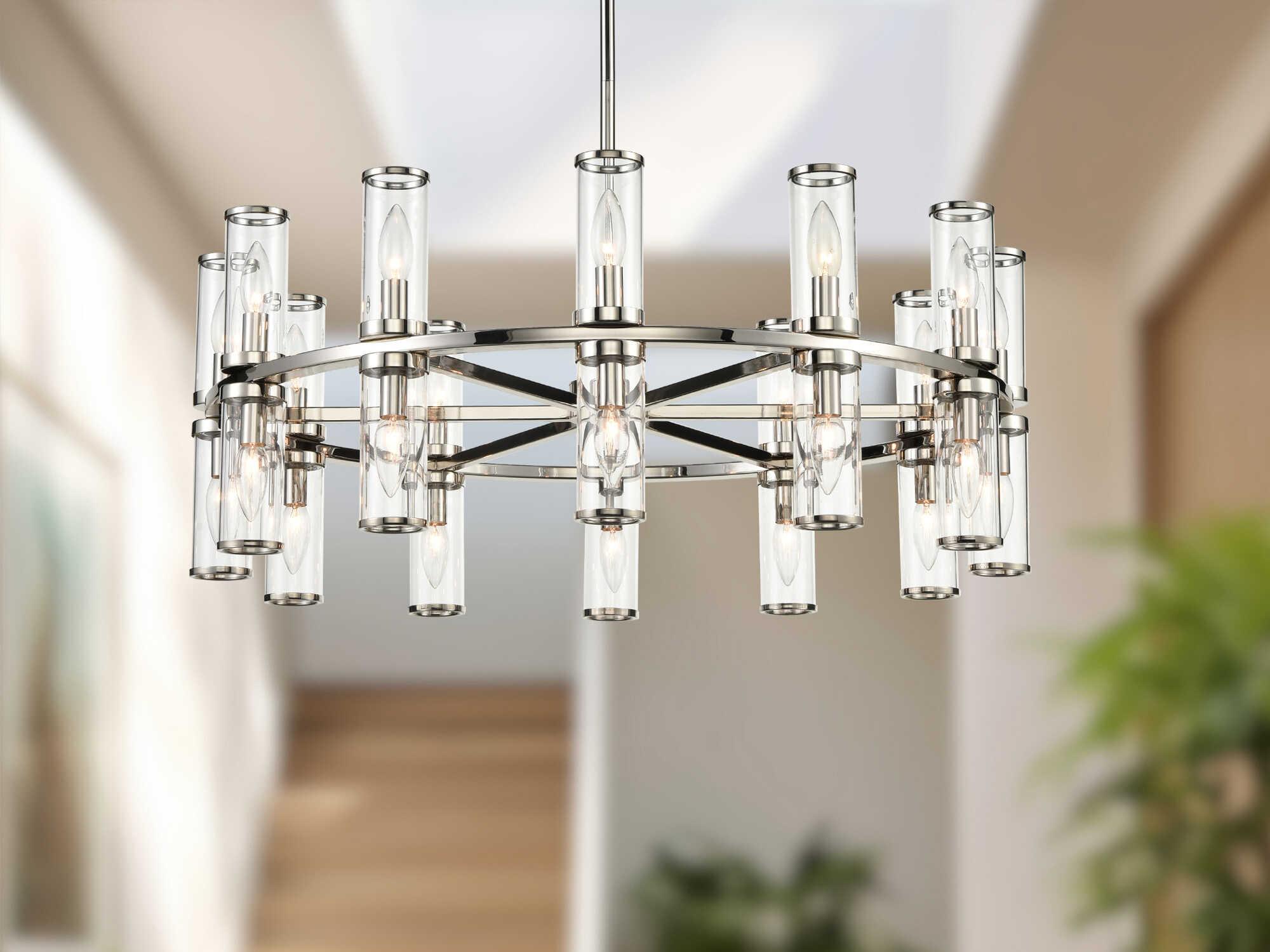 Alora Lighting Revolve 24-Light Polished Nickel Cylinder Chandelier