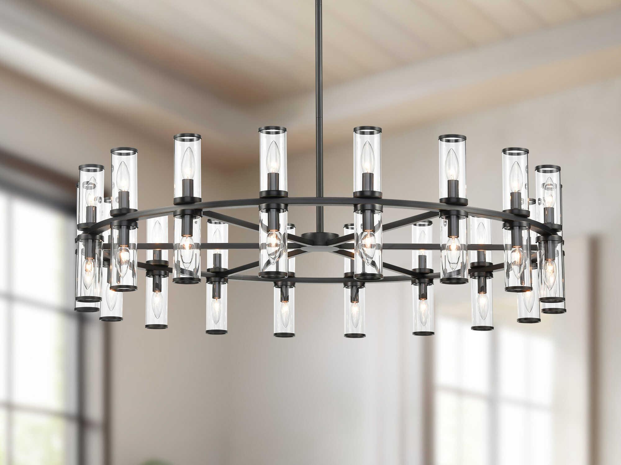Alora Lighting Revolve 36-Light Urban Bronze Black Cylinder Chandelier
