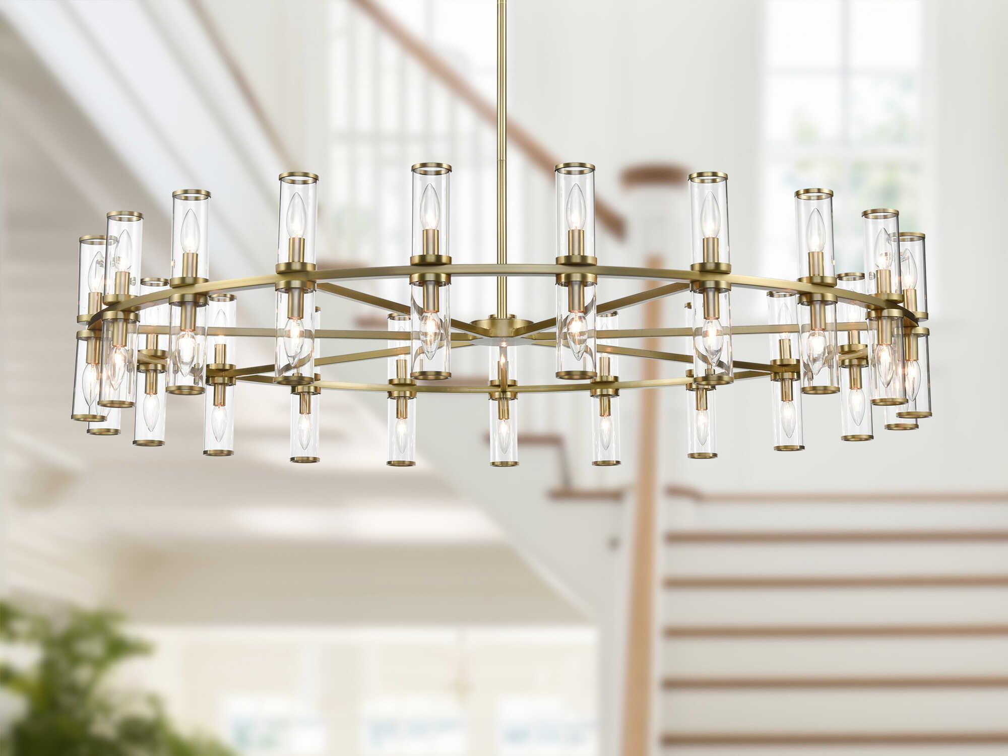 Alora Lighting Revolve 42-Light Natural Brass Cylinder Chandelier