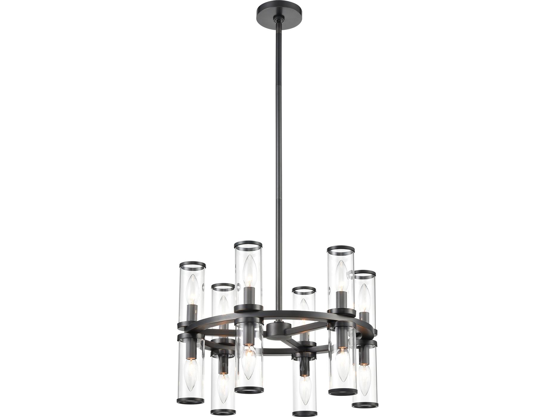 Alora Lighting Revolve 12-Light Urban Bronze Black Cylinder Chandelier