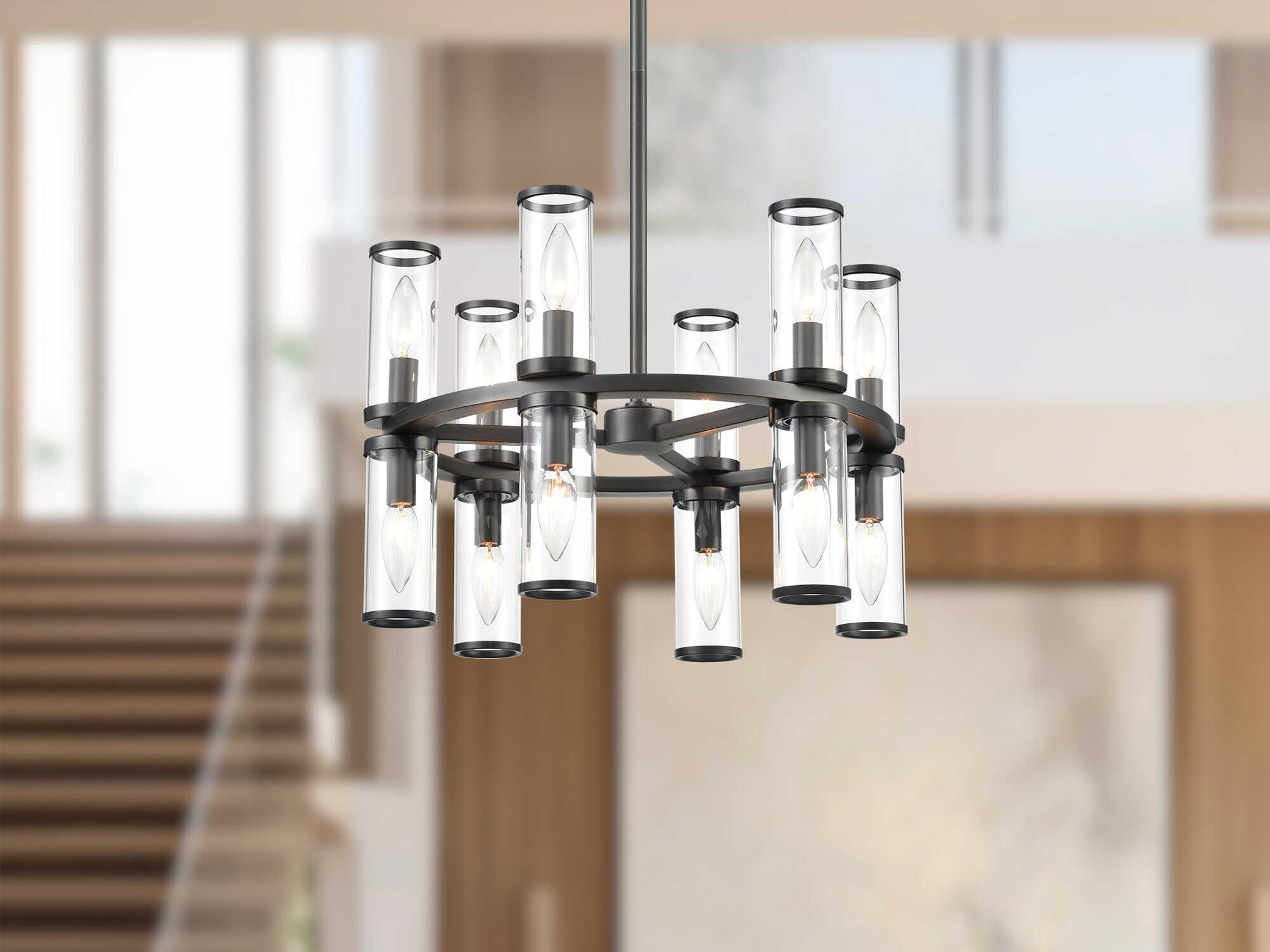 Alora Lighting Revolve 12-Light Urban Bronze Black Cylinder Chandelier