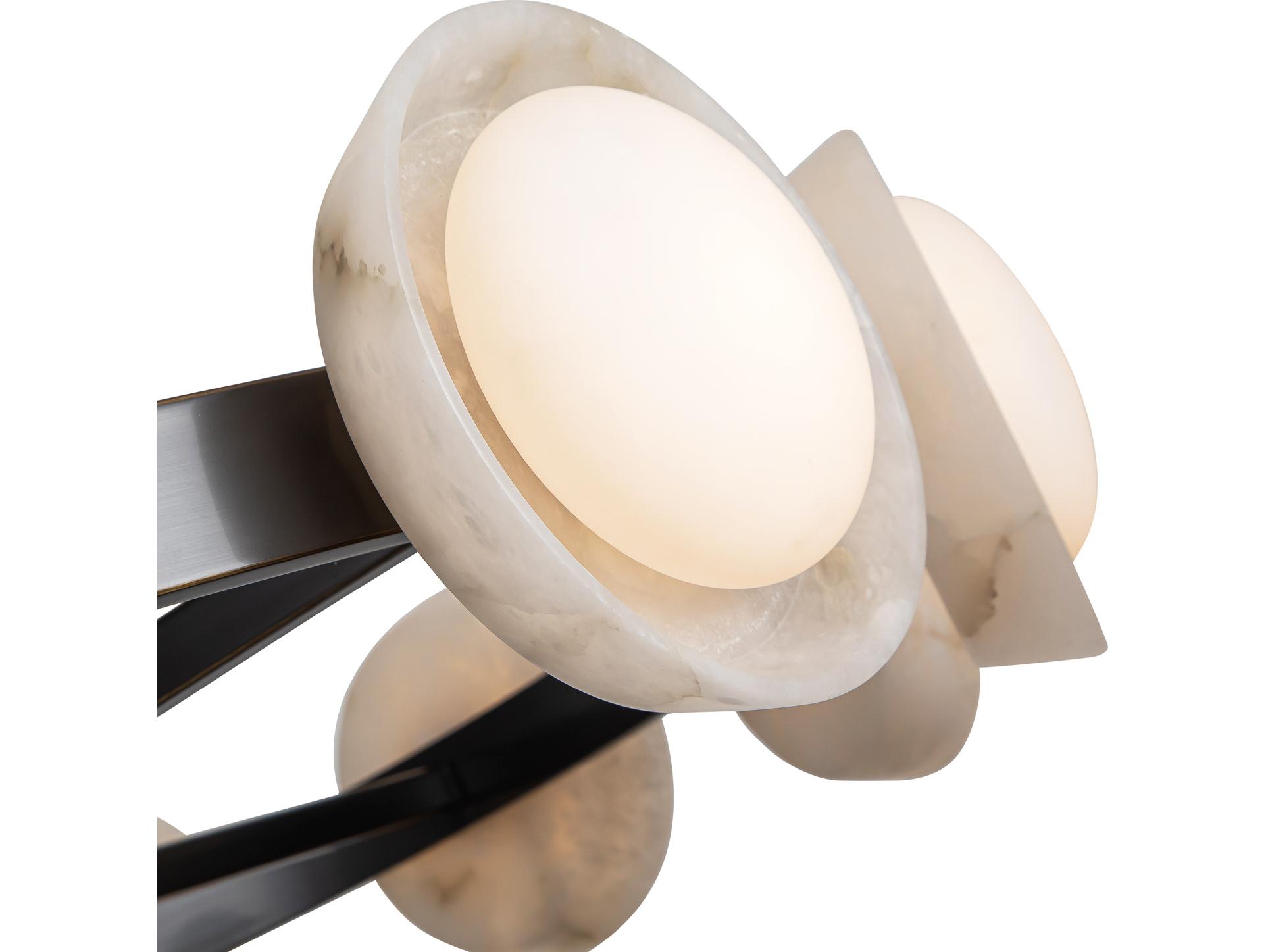 Alora Lighting Alonso Urban Bronze Alabaster Black Round Chandelier