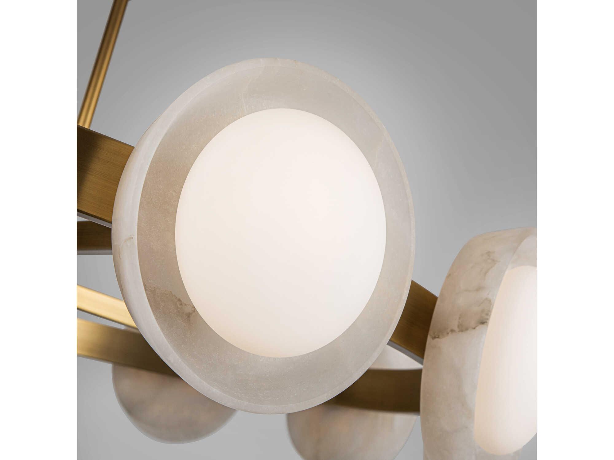 Alora Lighting Alonso Vintage Brass Alabaster Gold Round Chandelier