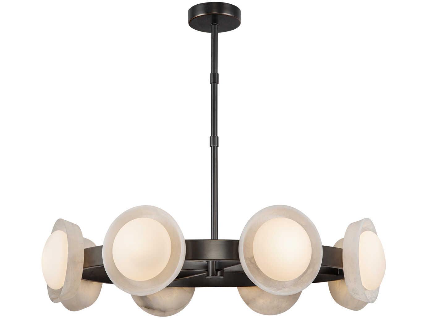 Alora Lighting Alonso Urban Bronze Alabaster Black Round Chandelier