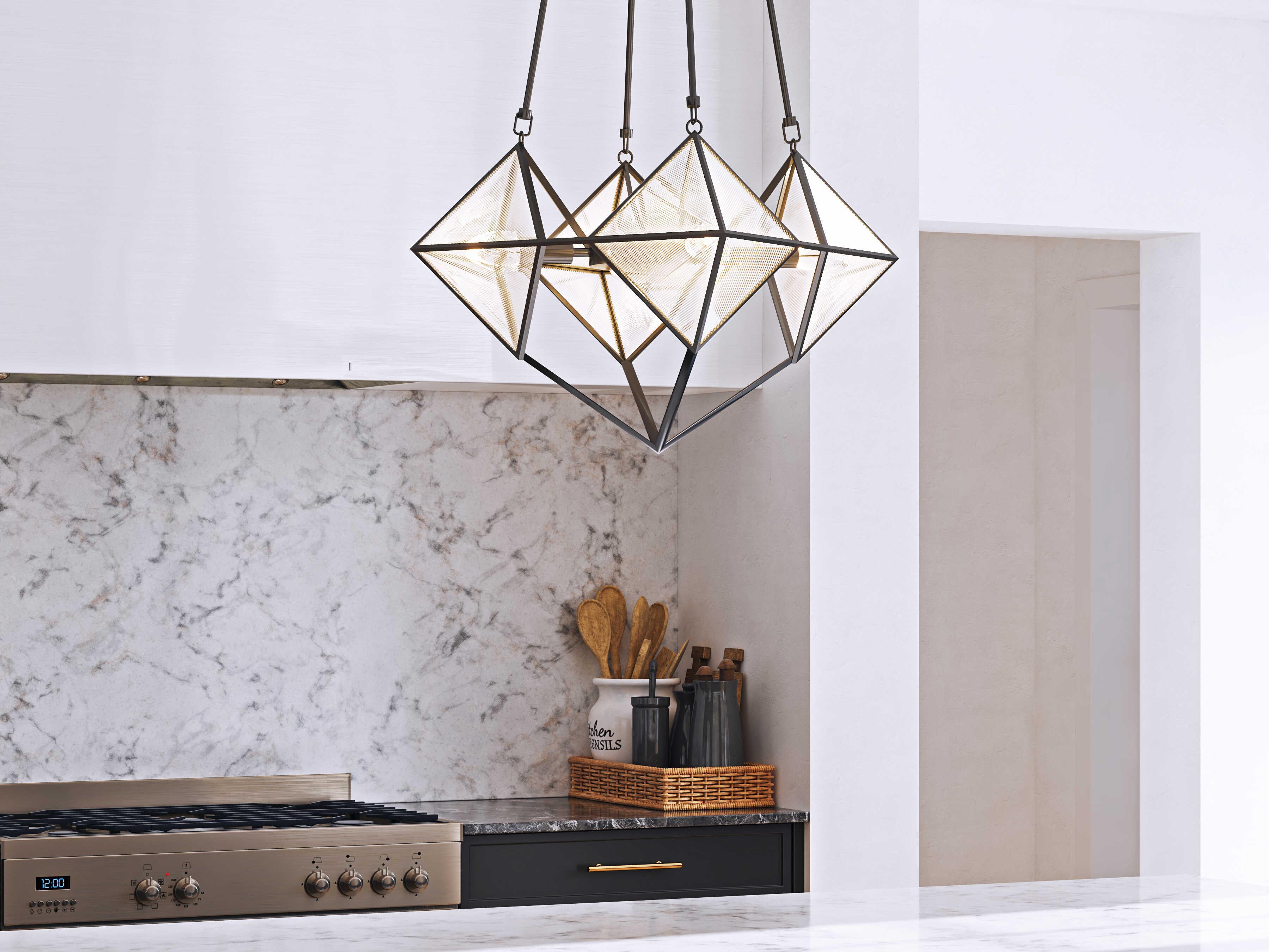 Alora Lighting Cairo 4-Light Urban Bronze Black Geometric Chandelier