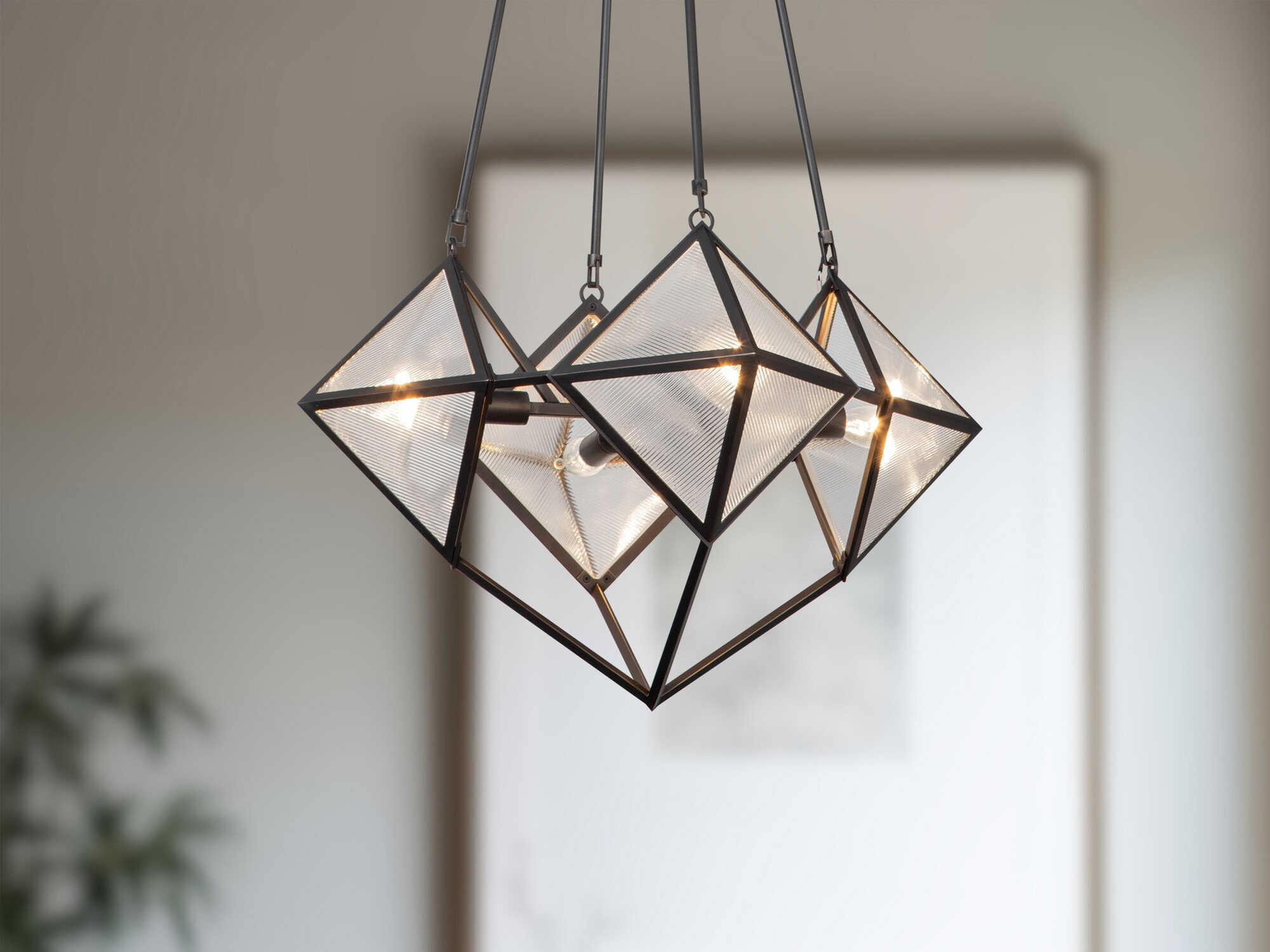 Alora Lighting Cairo 4-Light Urban Bronze Black Geometric Chandelier