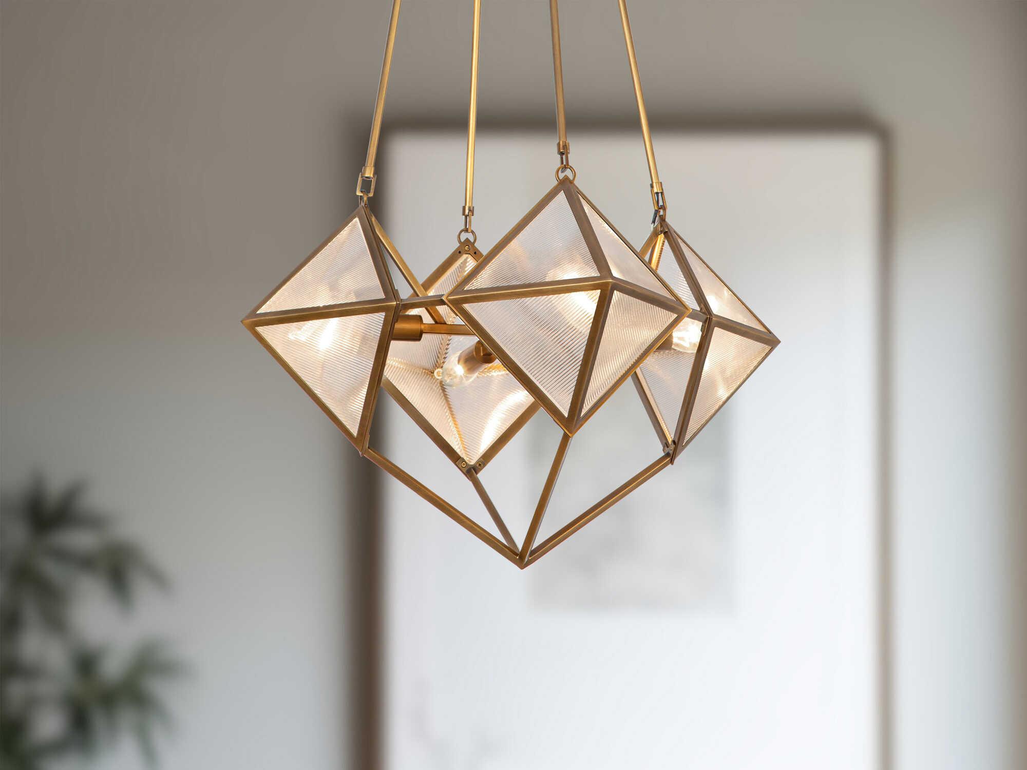 Alora Lighting Cairo 4-Light Vintage Brass Geometric Chandelier