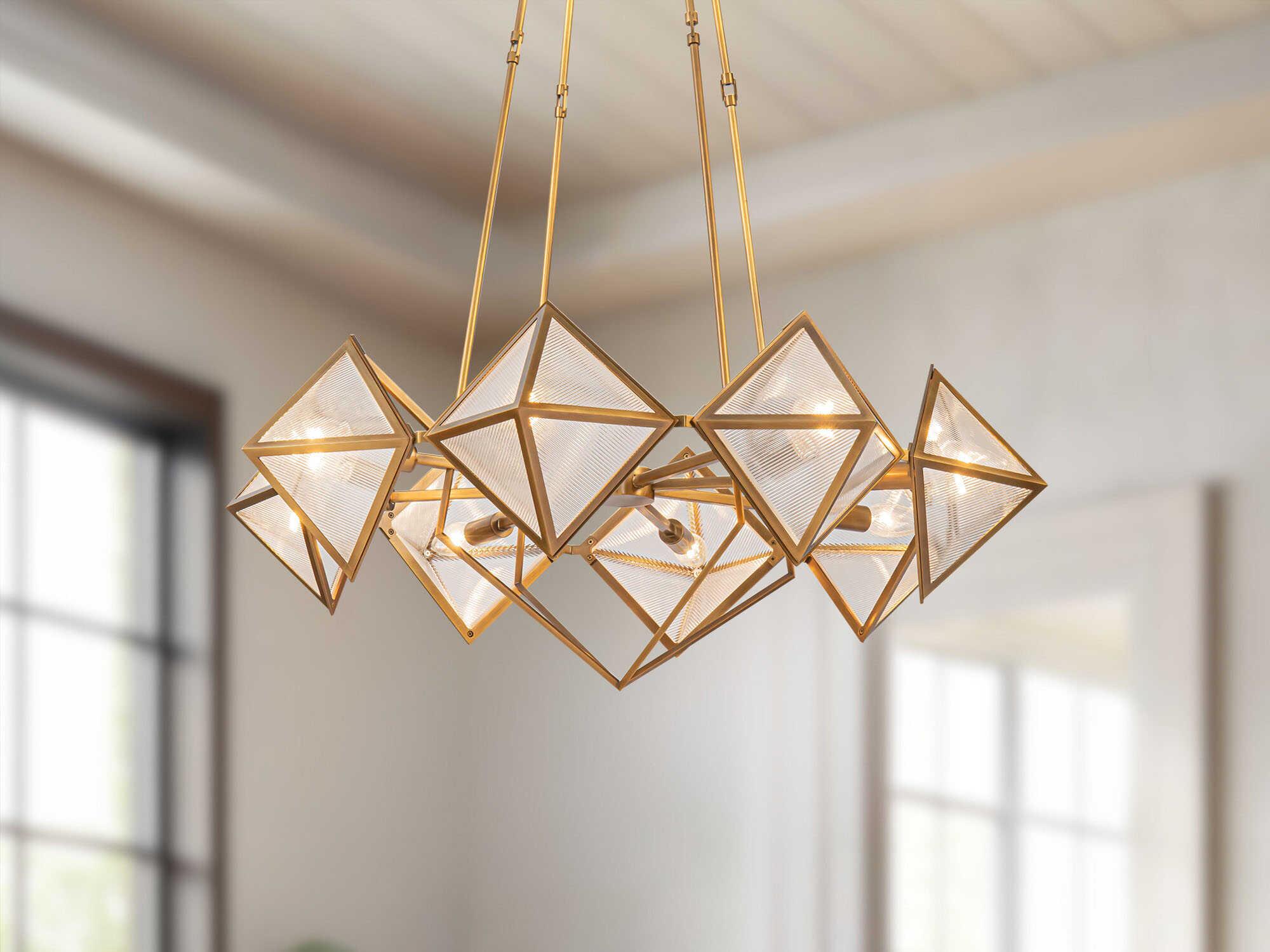 Alora Lighting Cairo 8-Light Vintage Brass Geometric Chandelier