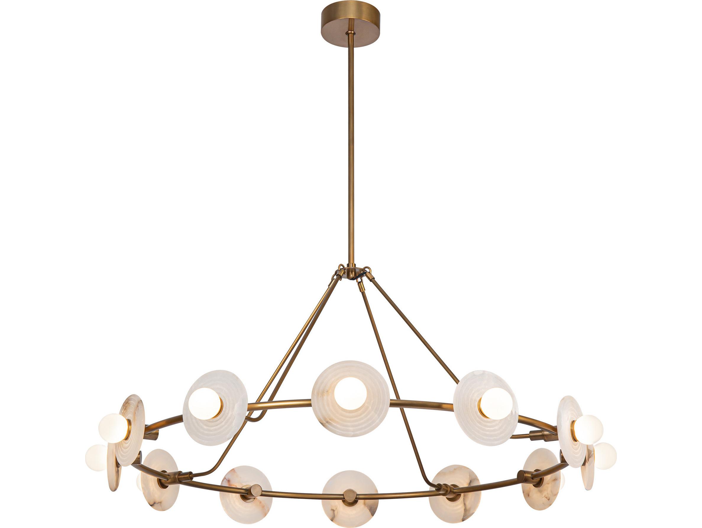 Alora Lighting Dahlia Vintage Brass Round Chandelier